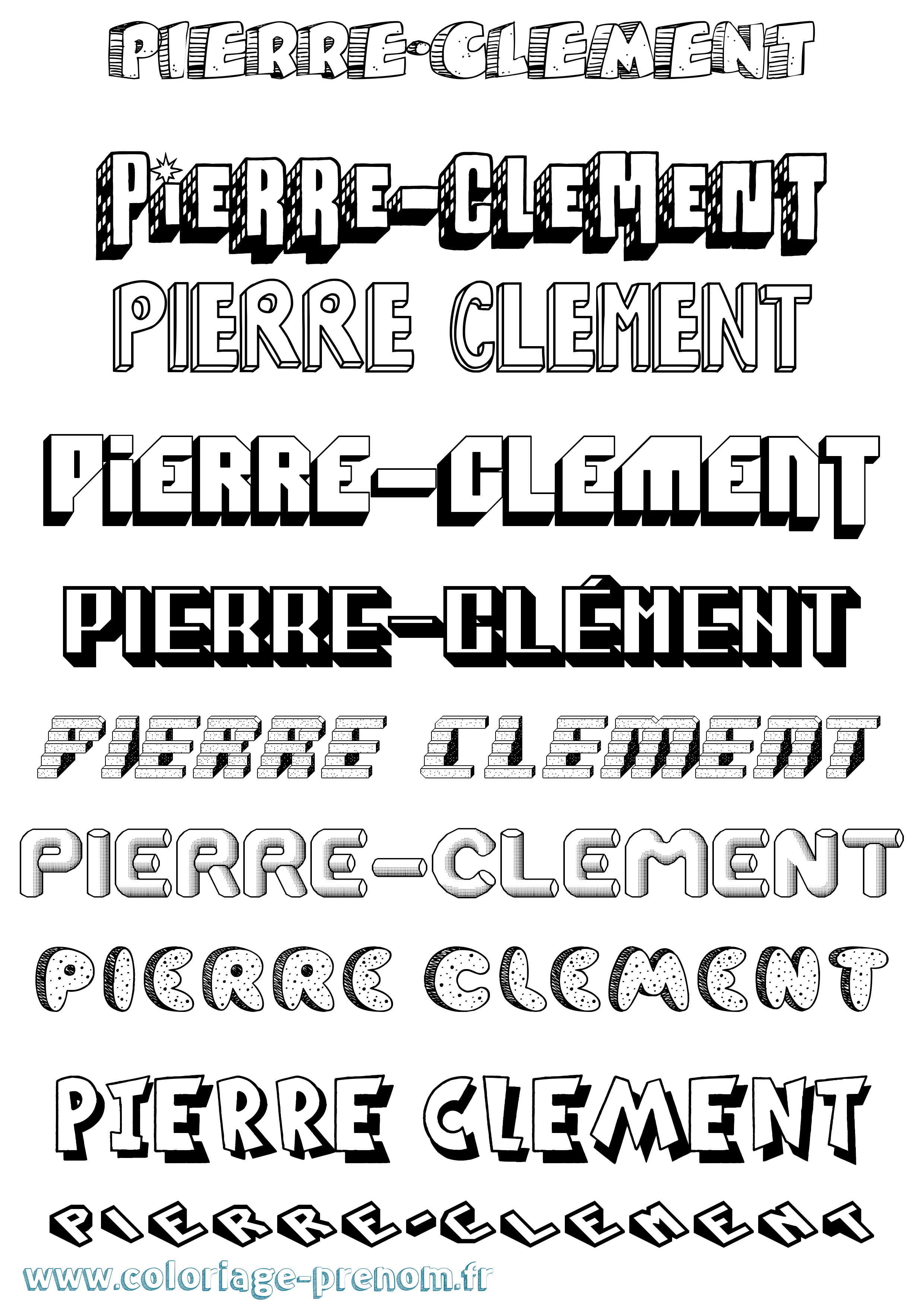 Coloriage Pierre-Clément Effet 3D Coloriage prénom Pierre-Clément Effet 3D