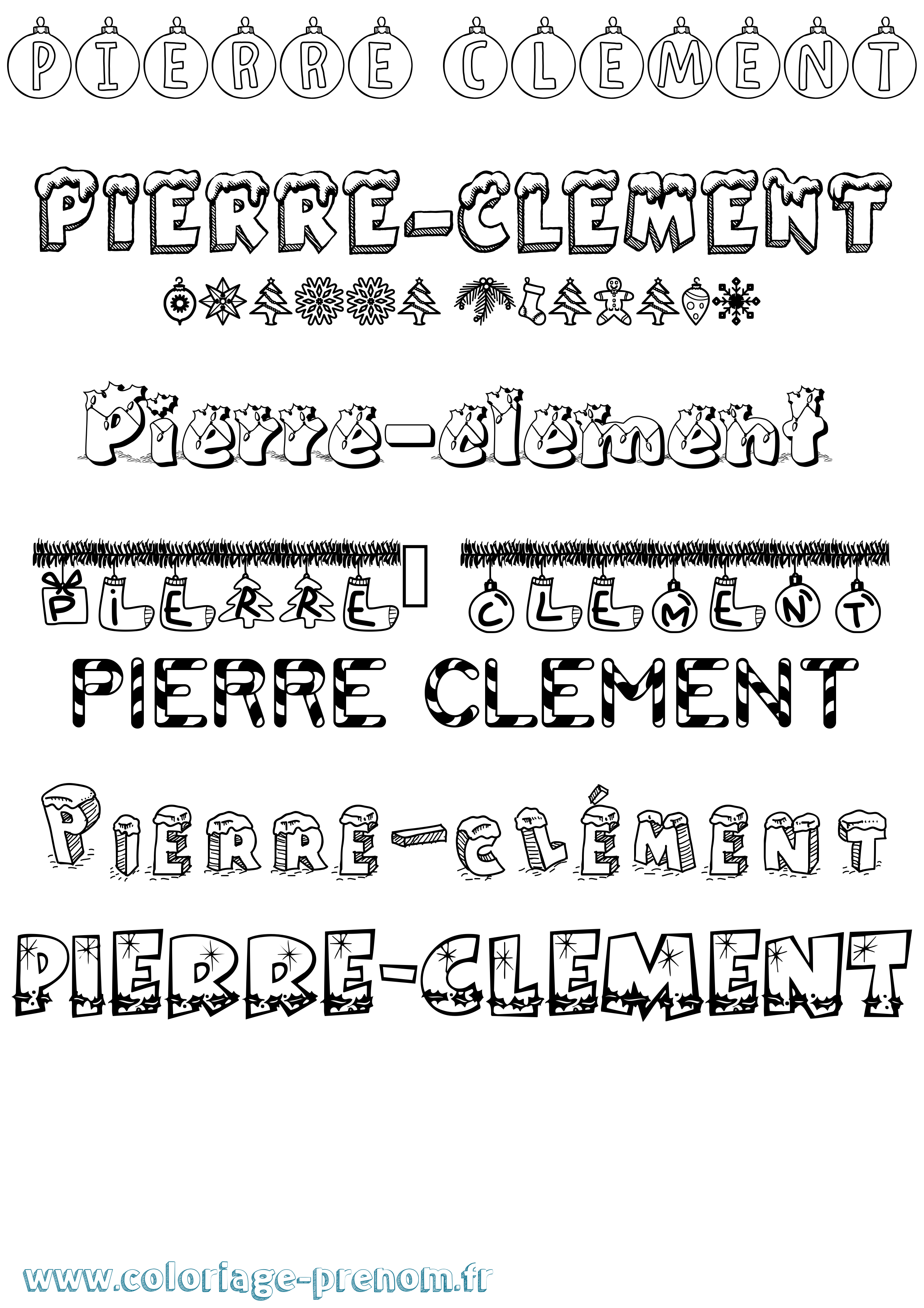 Coloriage Pierre-Clément Noël Coloriage prénom Pierre-Clément Noël