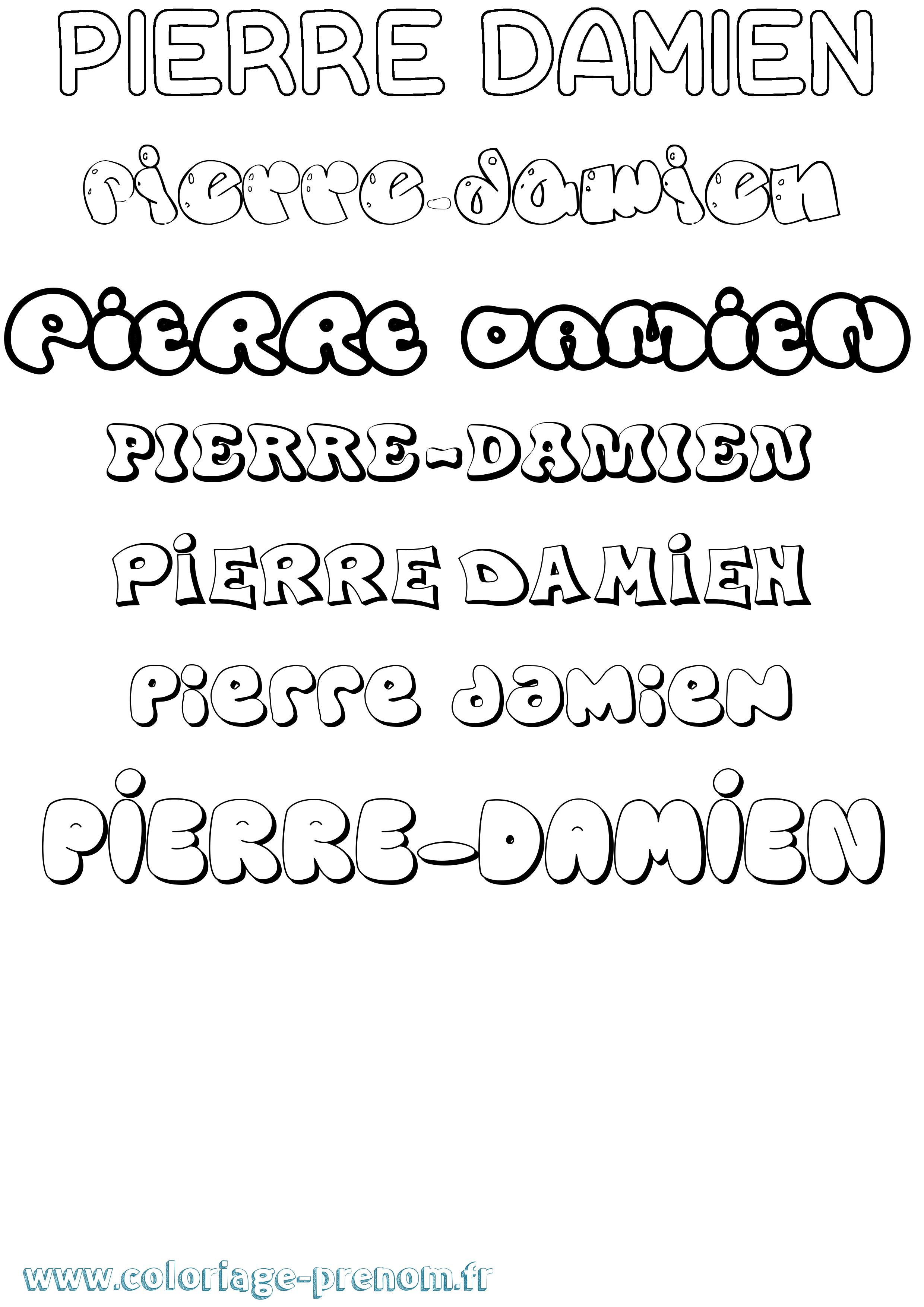 Coloriage Pierre-Damien Bubble Coloriage prénom Pierre-Damien Bubble