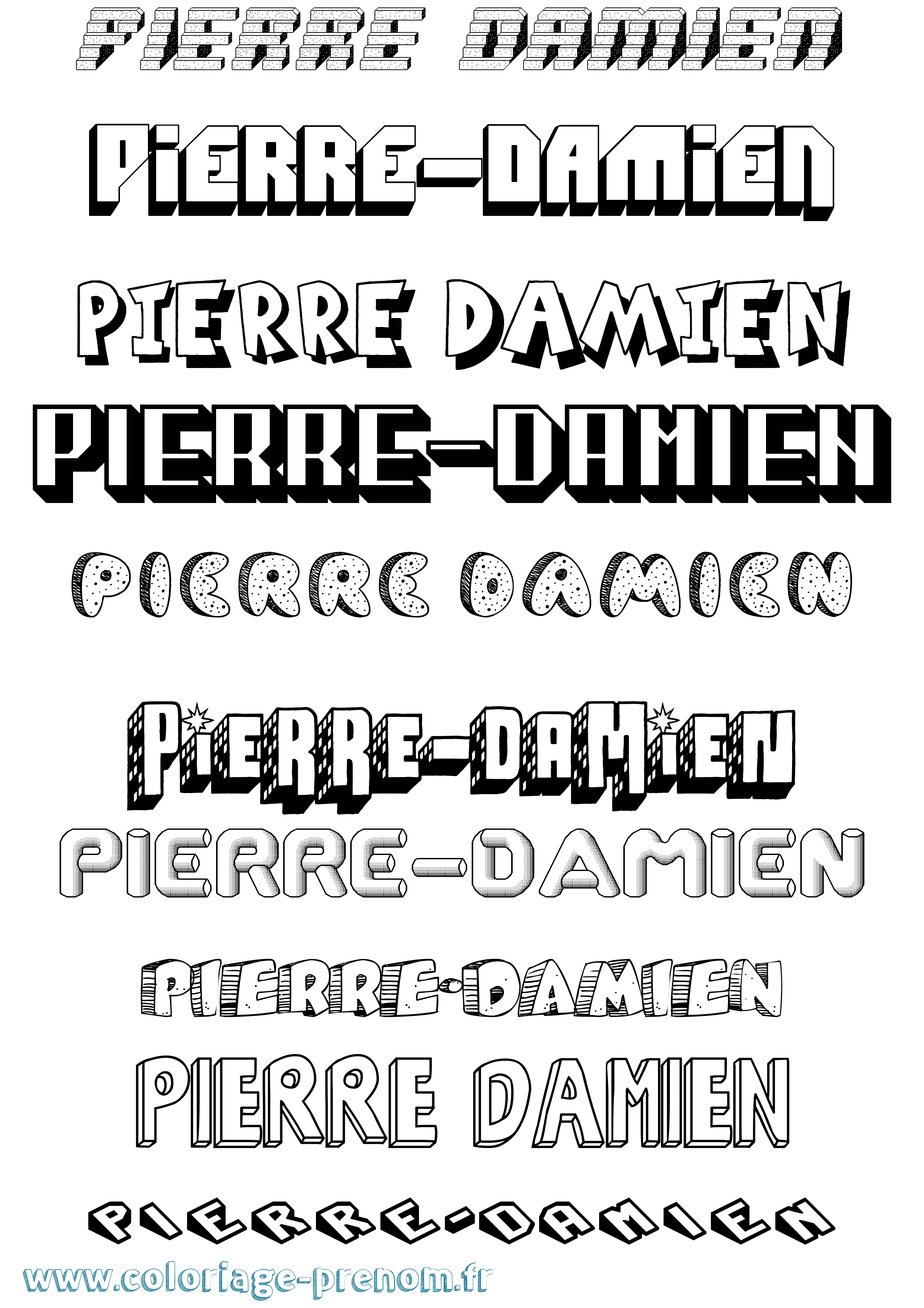 Coloriage Pierre-Damien Effet 3D Coloriage prénom Pierre-Damien Effet 3D