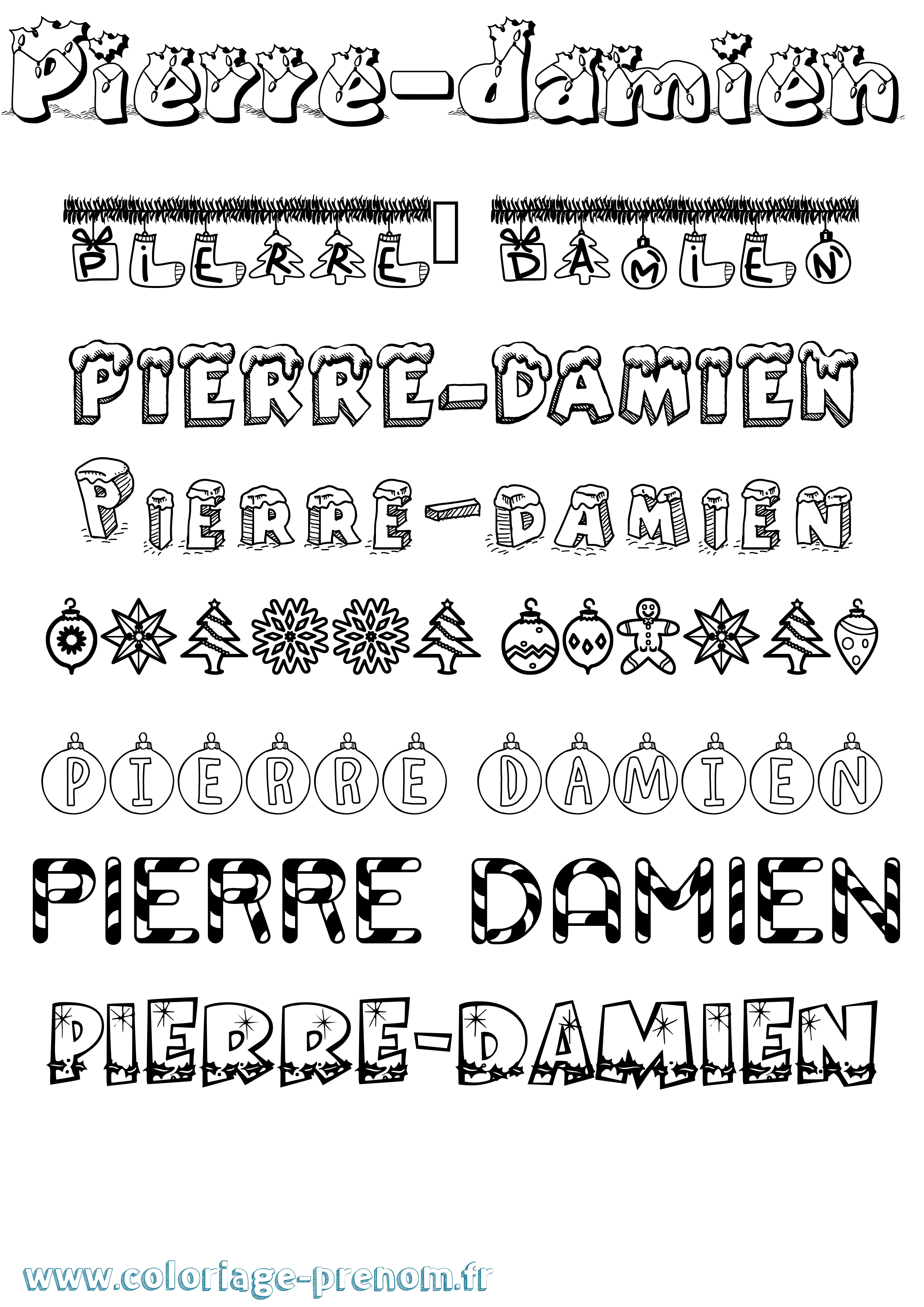 Coloriage Pierre-Damien Noël Coloriage prénom Pierre-Damien Noël