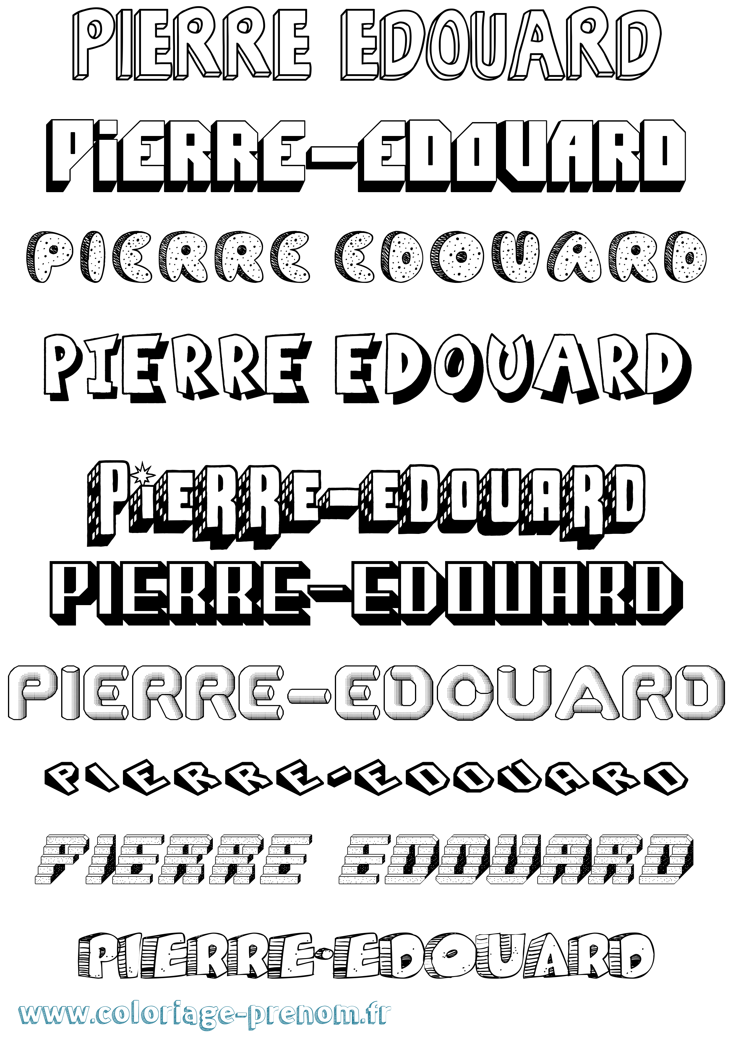 Coloriage Pierre-Edouard Effet 3D Coloriage prénom Pierre-Edouard Effet 3D