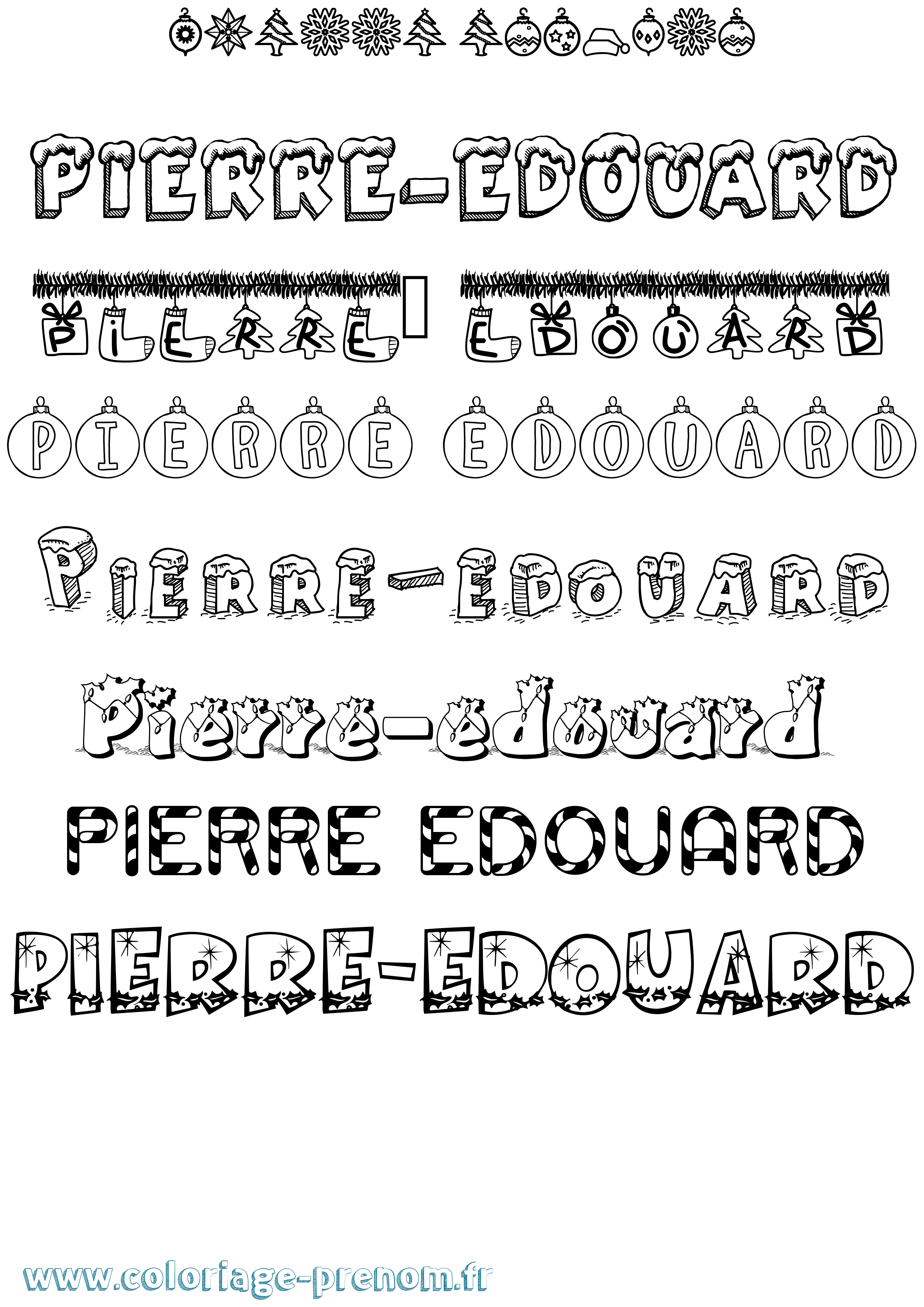 Coloriage Pierre-Edouard Noël Coloriage prénom Pierre-Edouard Noël