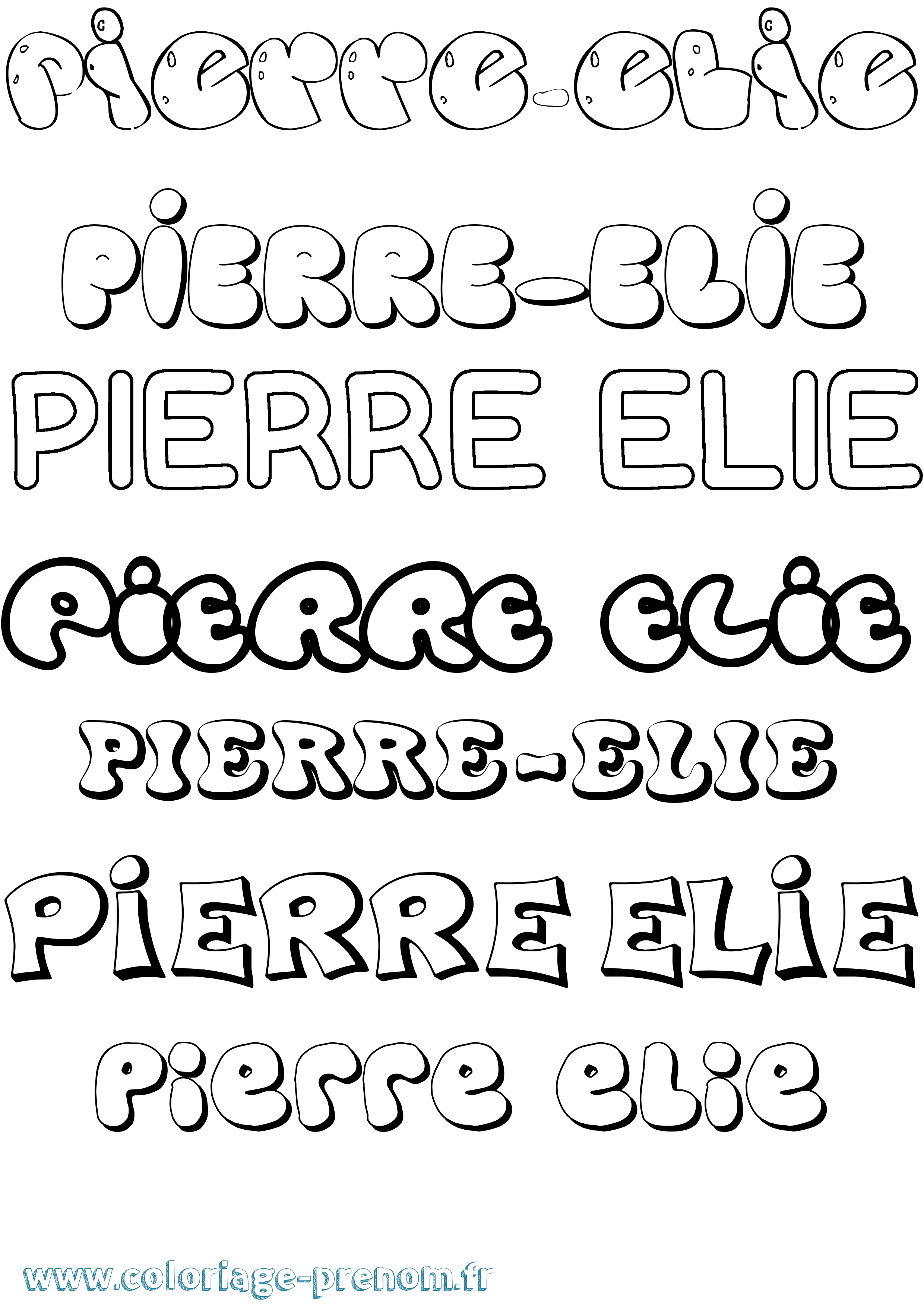 Coloriage Pierre-Elie Bubble Coloriage prénom Pierre-Elie Bubble