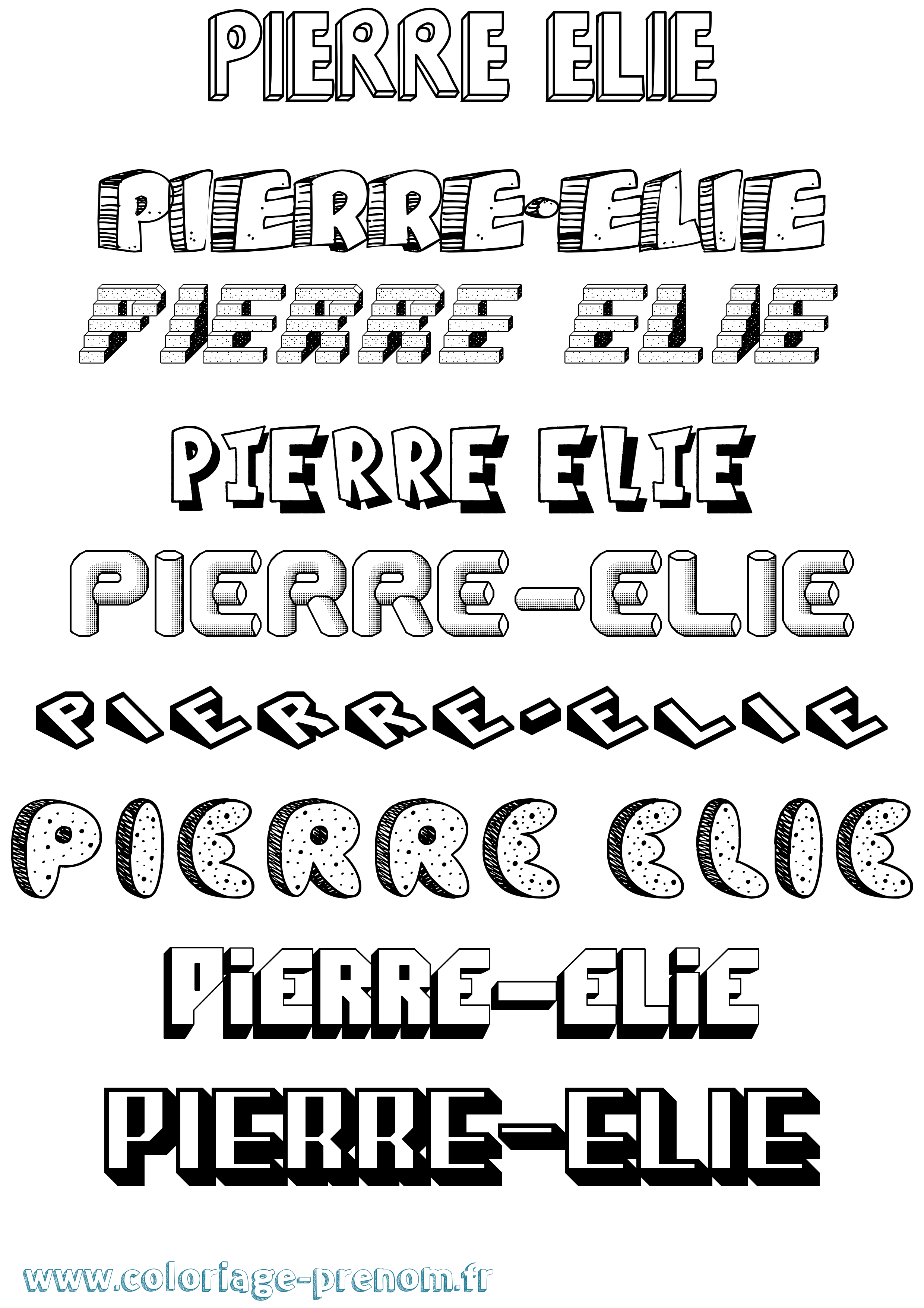 Coloriage Pierre-Elie Effet 3D Coloriage prénom Pierre-Elie Effet 3D