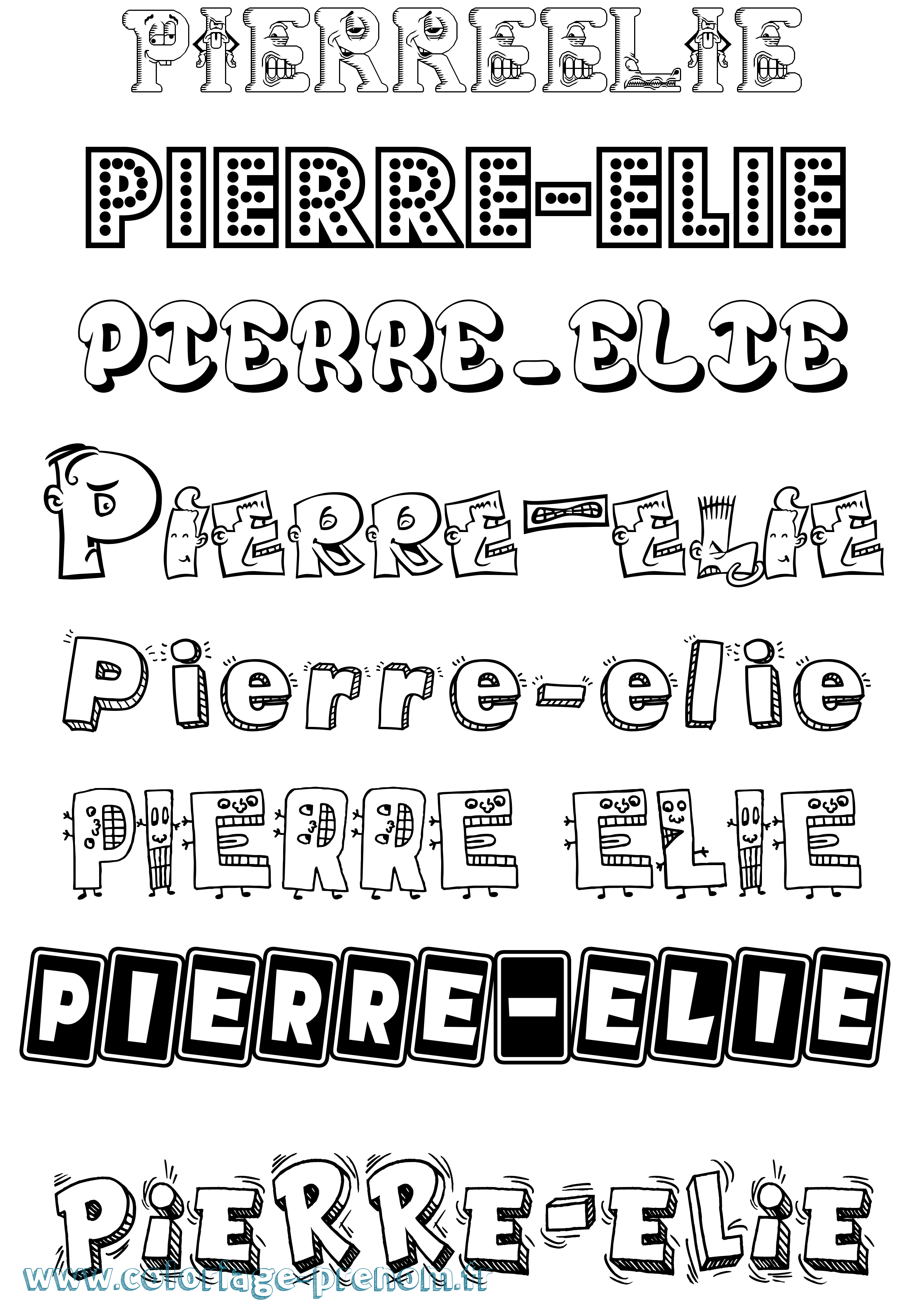 Coloriage Pierre-Elie Fun Coloriage prénom Pierre-Elie Fun