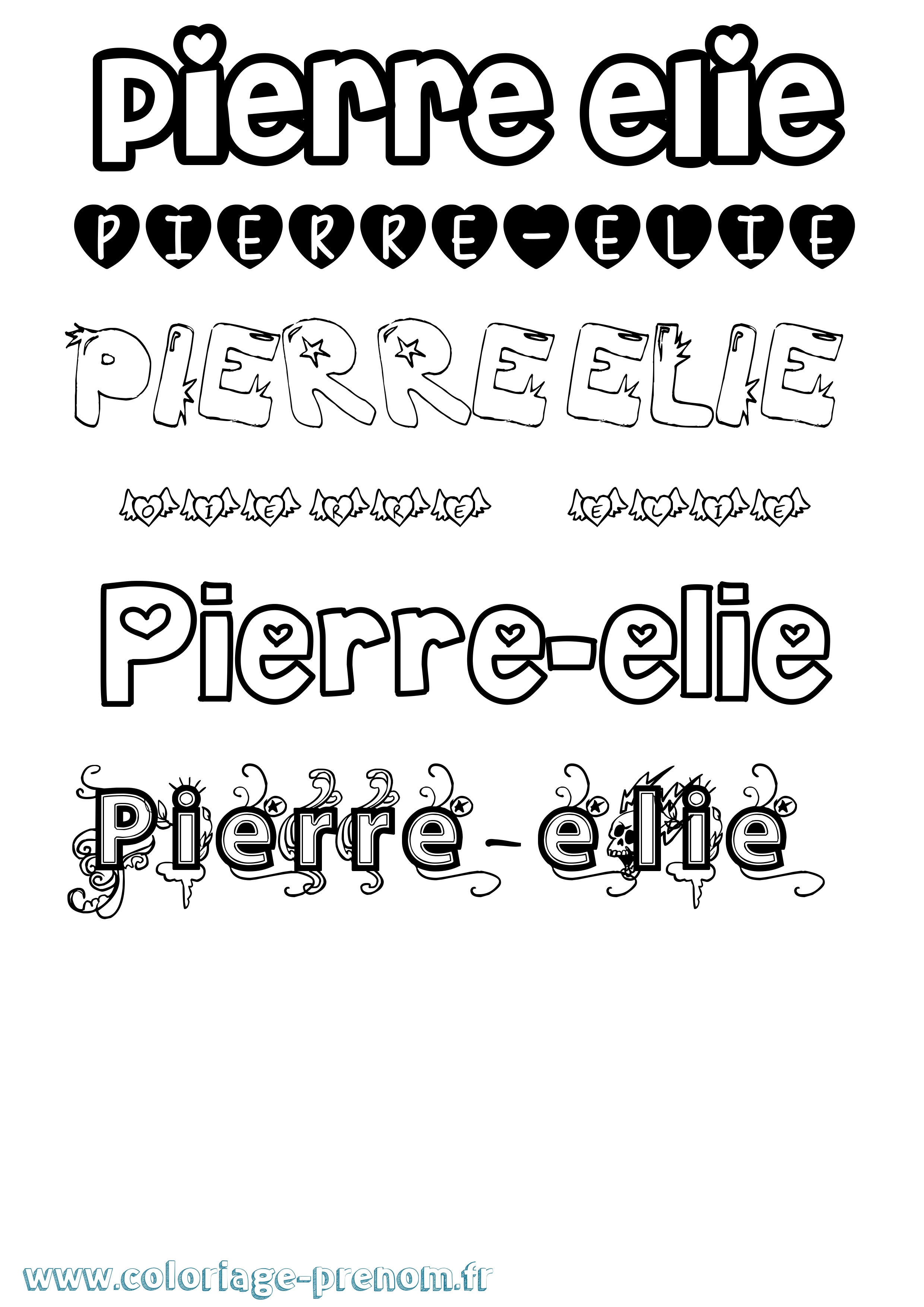 Coloriage Pierre-Elie Girly Coloriage prénom Pierre-Elie Girly