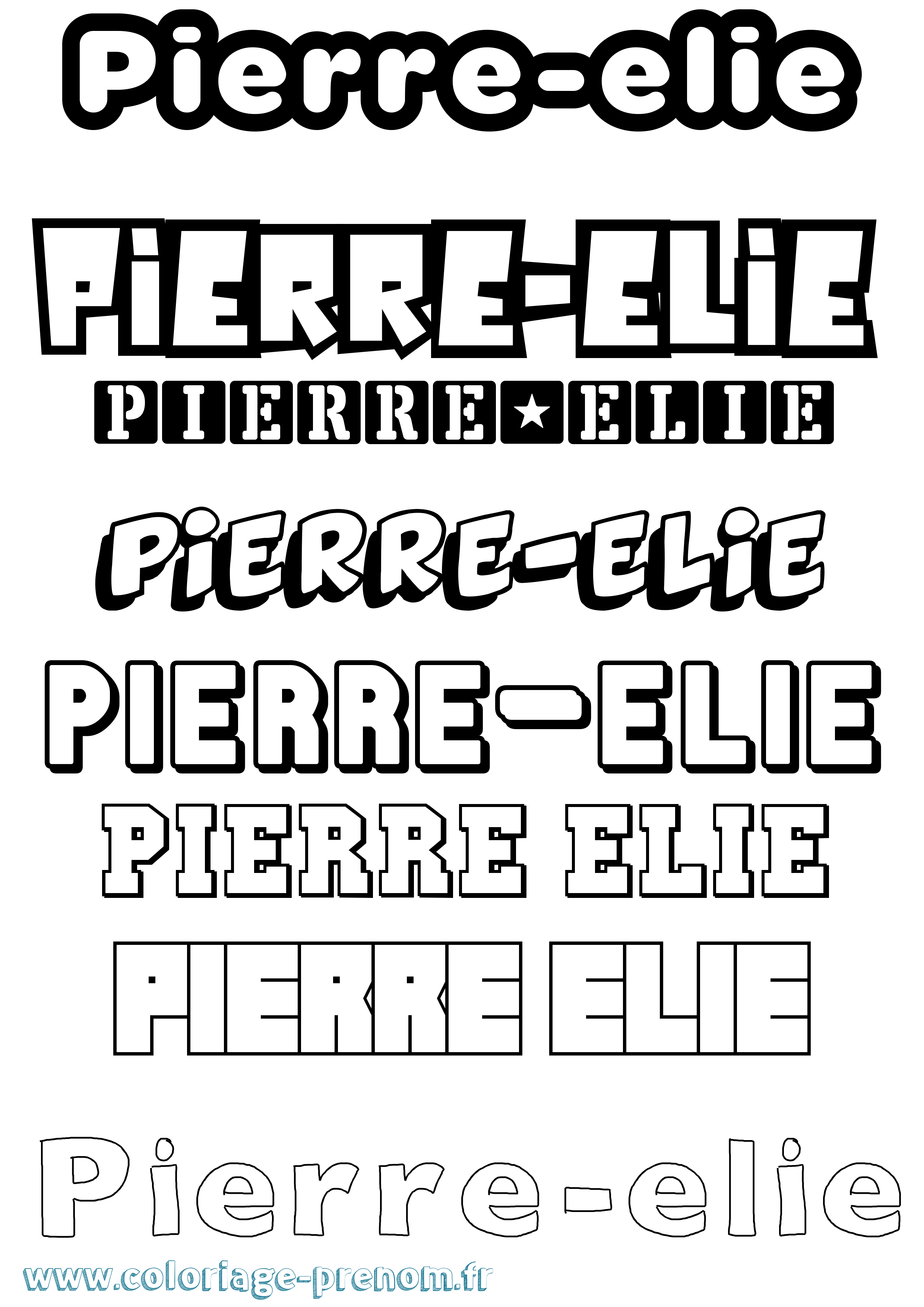 Coloriage Pierre-Elie Simple Coloriage prénom Pierre-Elie Simple