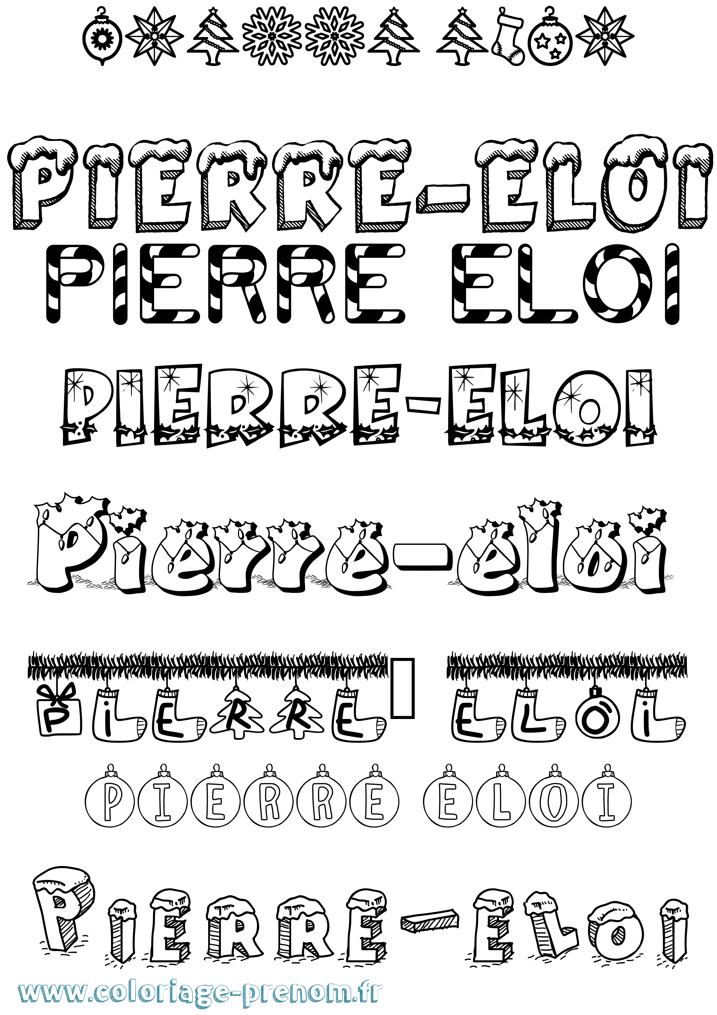 Coloriage Pierre-Eloi Noël Coloriage prénom Pierre-Eloi Noël