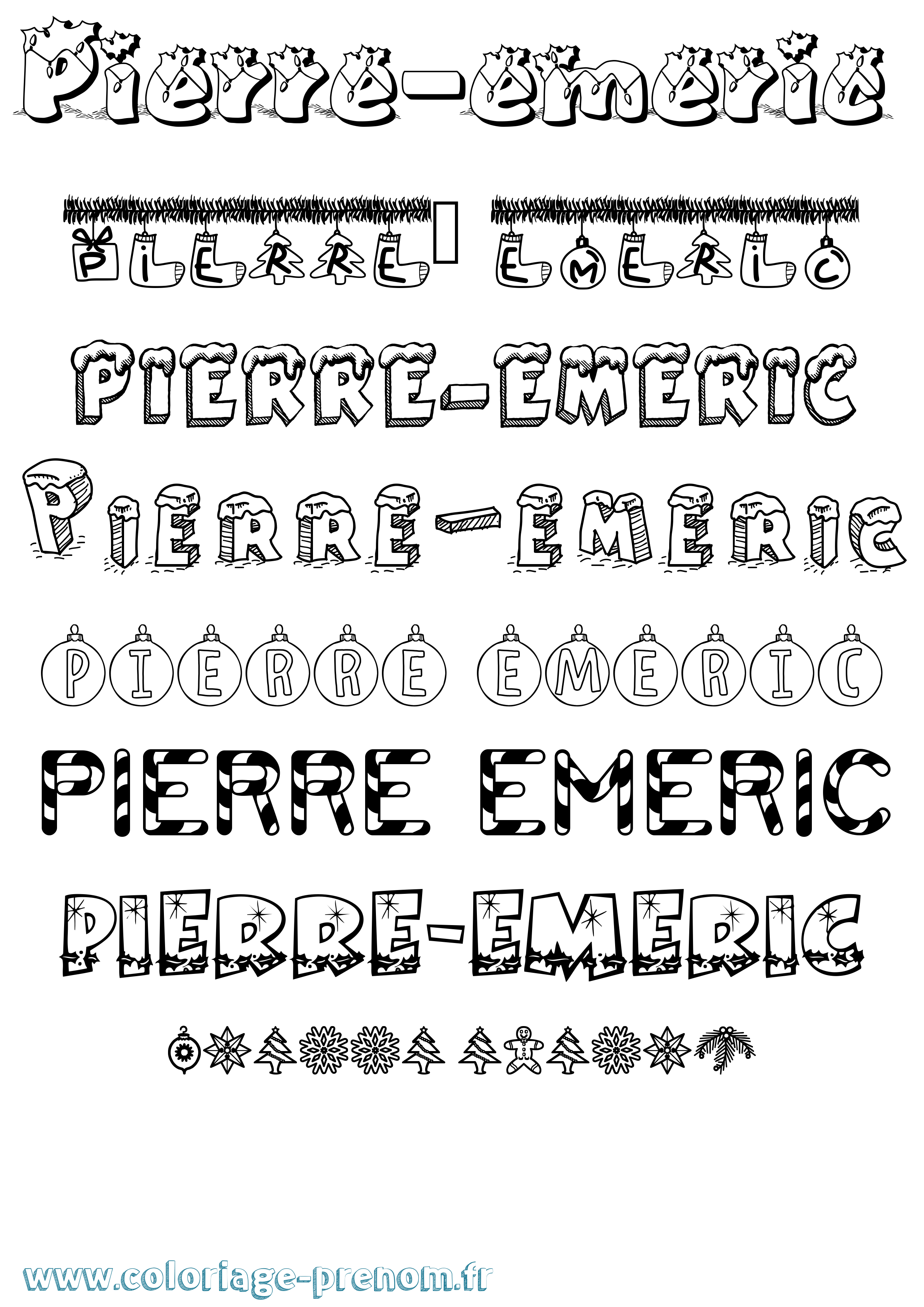 Coloriage Pierre-Emeric Noël Coloriage prénom Pierre-Emeric Noël