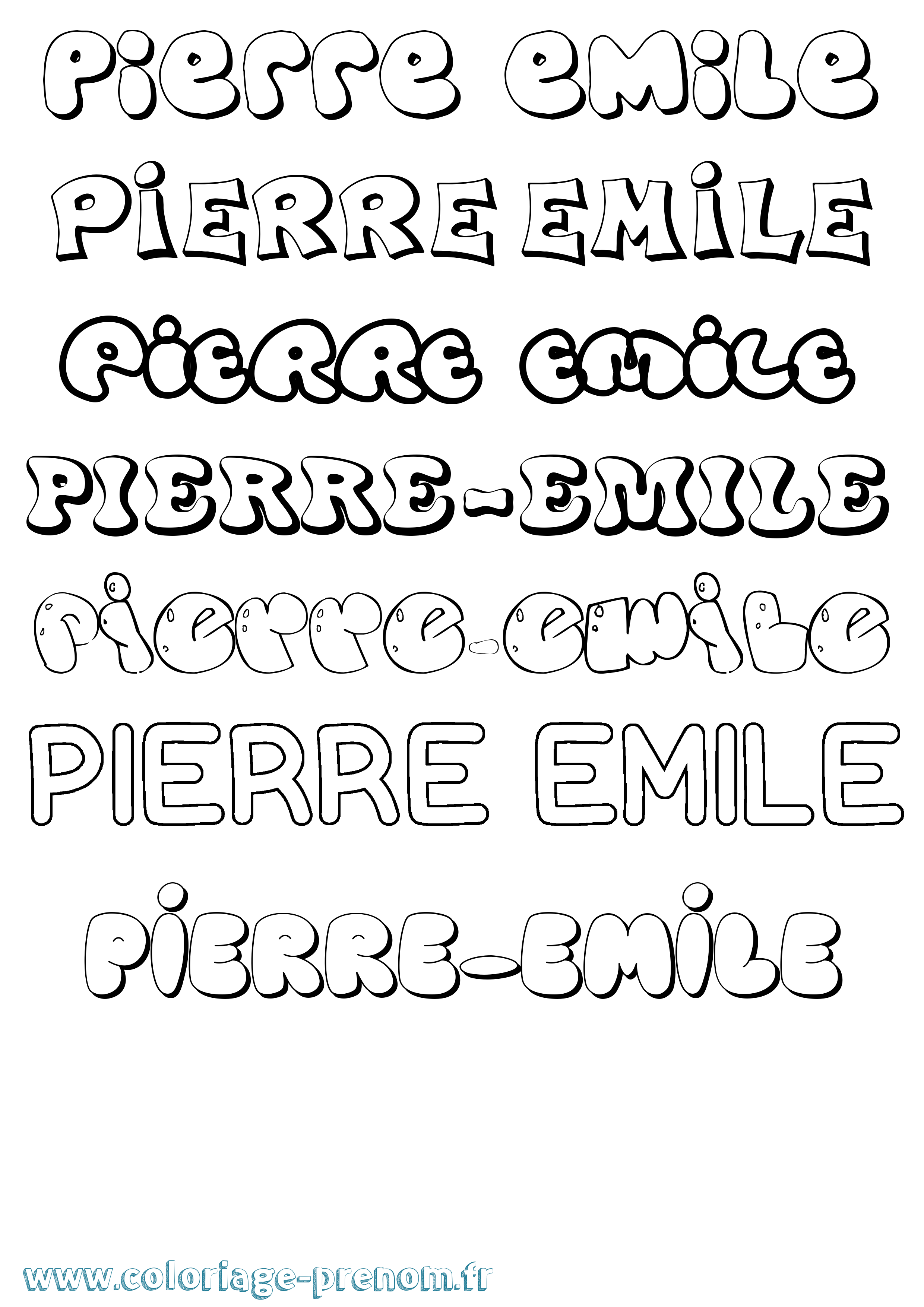 Coloriage Pierre-Emile Bubble Coloriage prénom Pierre-Emile Bubble