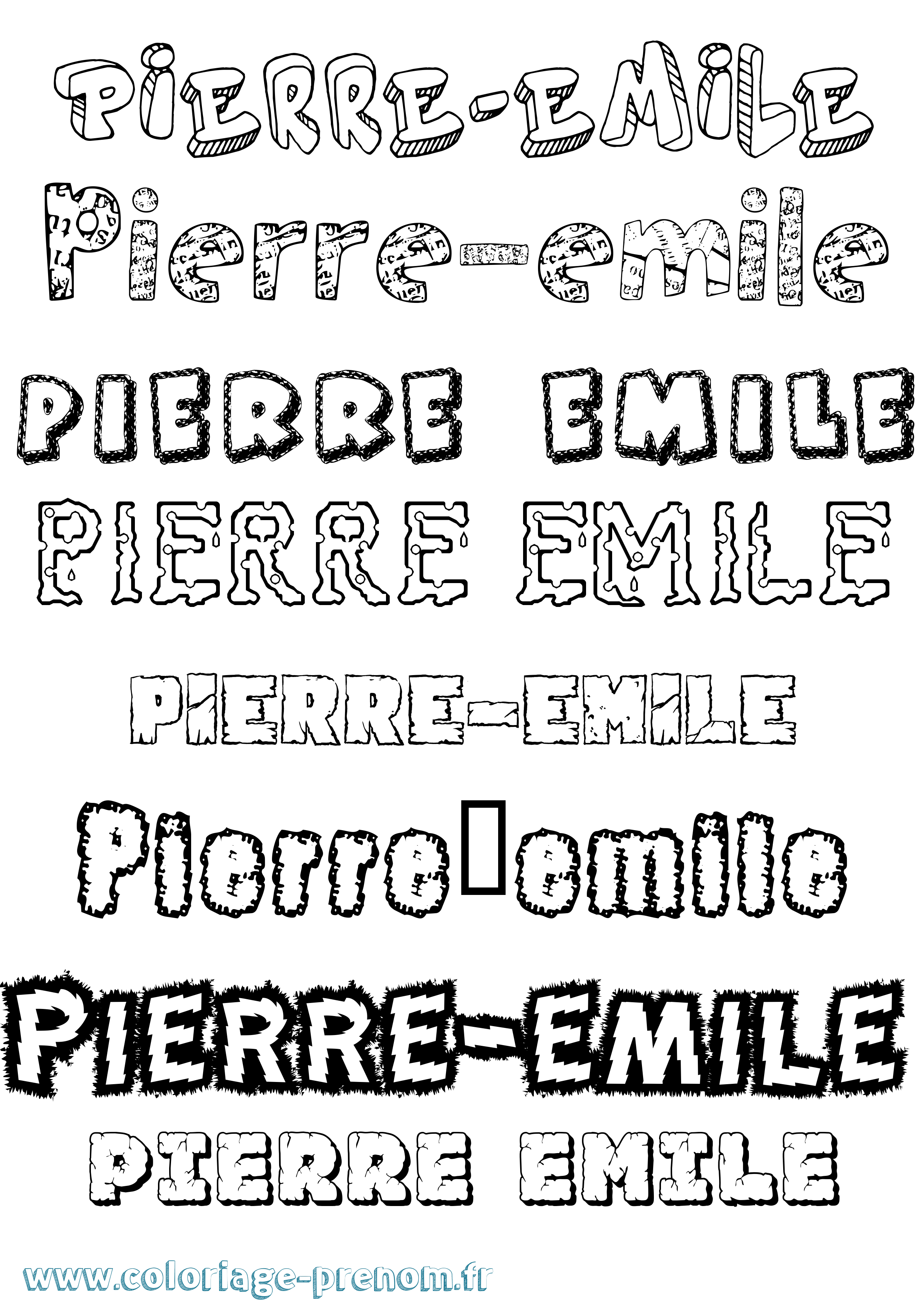 Coloriage Pierre-Emile Destructuré Coloriage prénom Pierre-Emile Destructuré