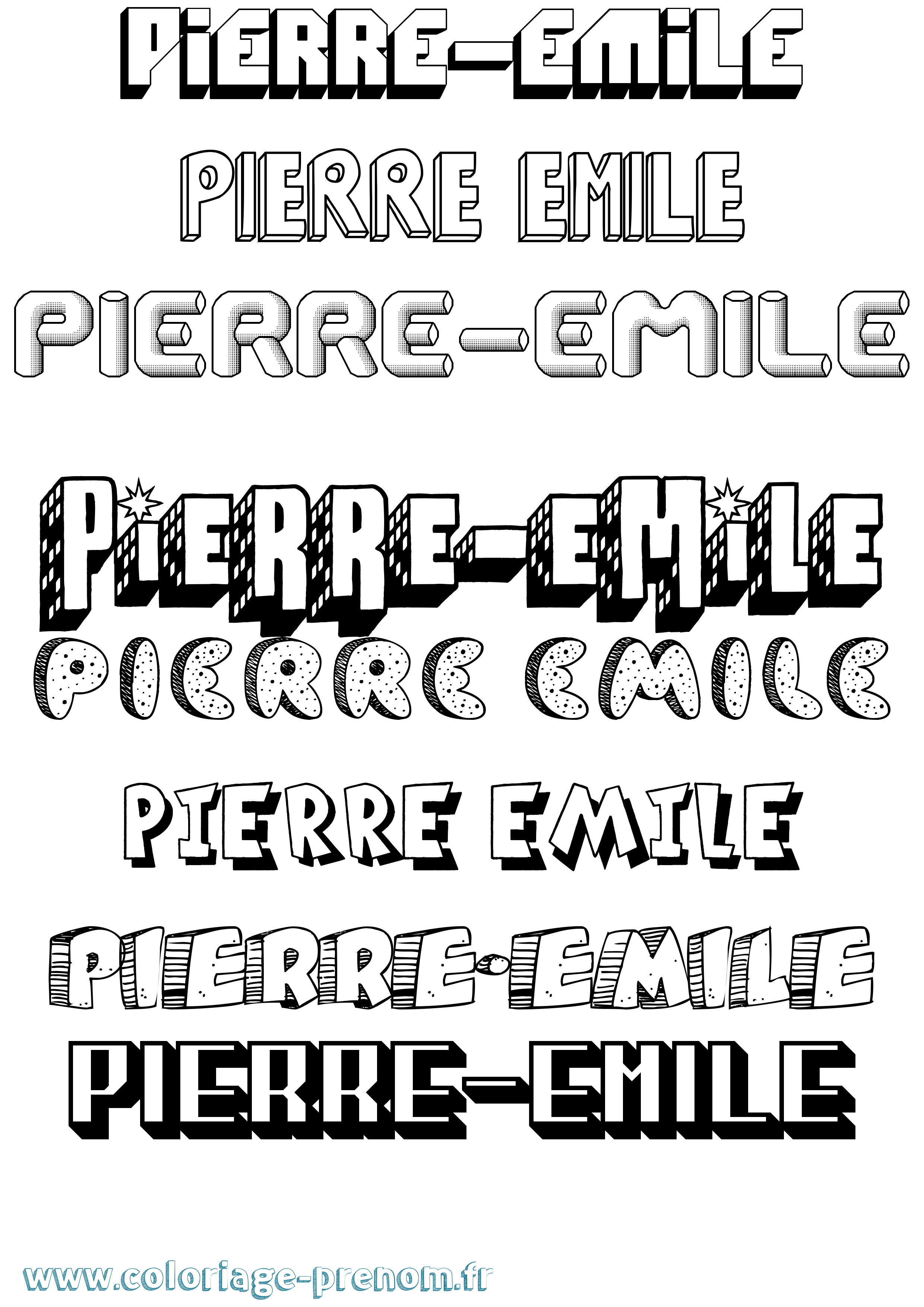 Coloriage Pierre-Emile Effet 3D Coloriage prénom Pierre-Emile Effet 3D