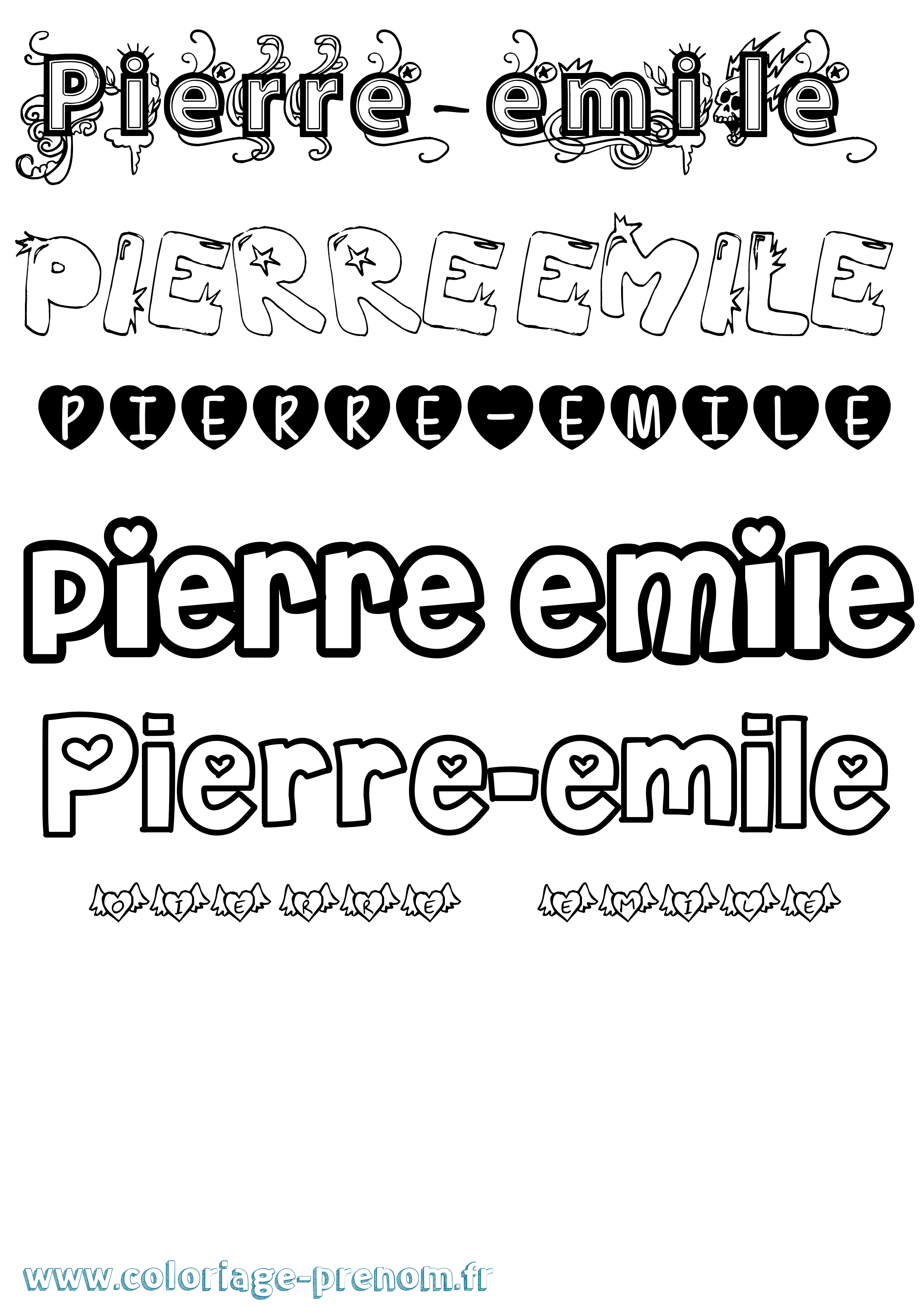 Coloriage Pierre-Emile Girly Coloriage prénom Pierre-Emile Girly