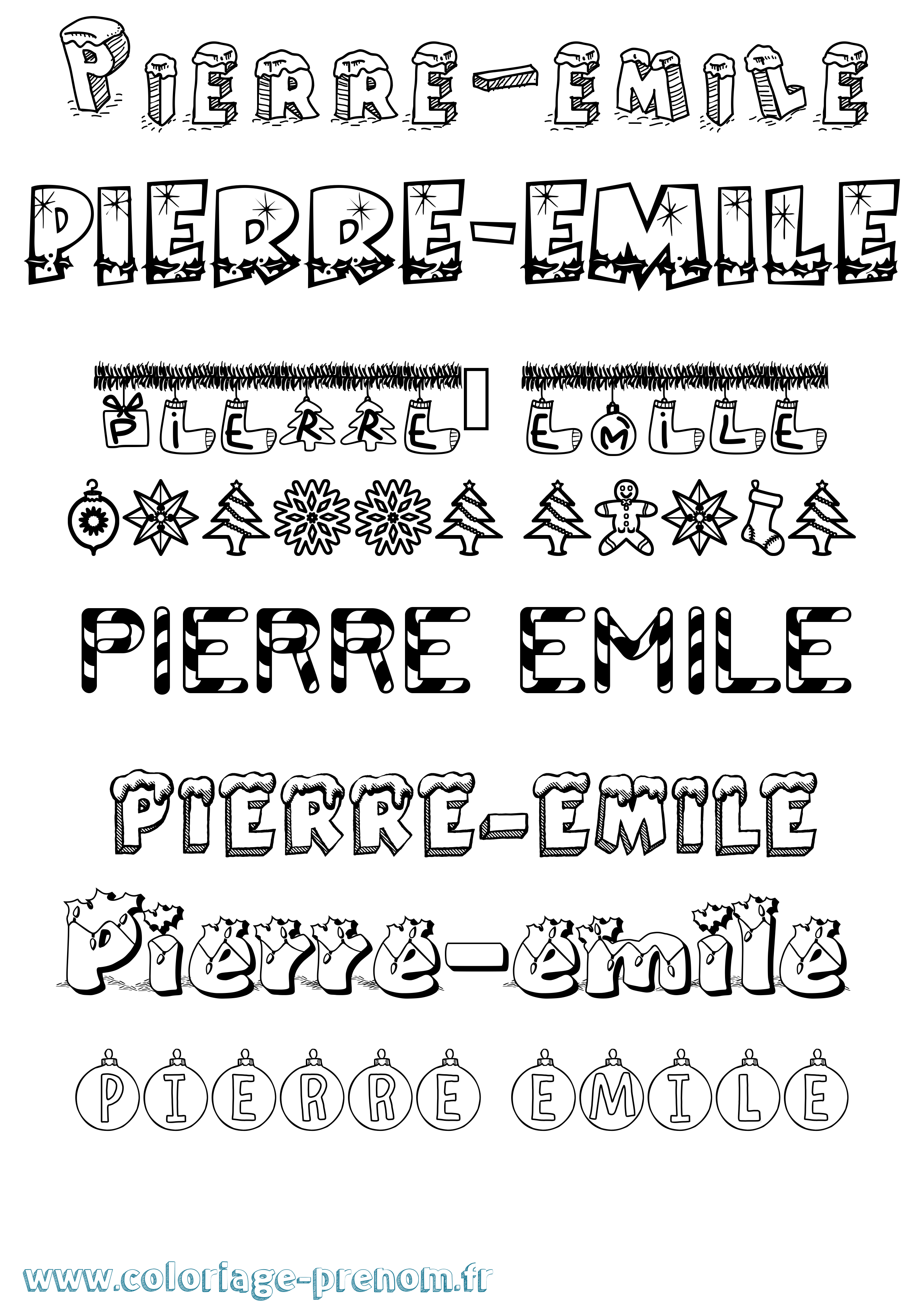 Coloriage Pierre-Emile Noël Coloriage prénom Pierre-Emile Noël