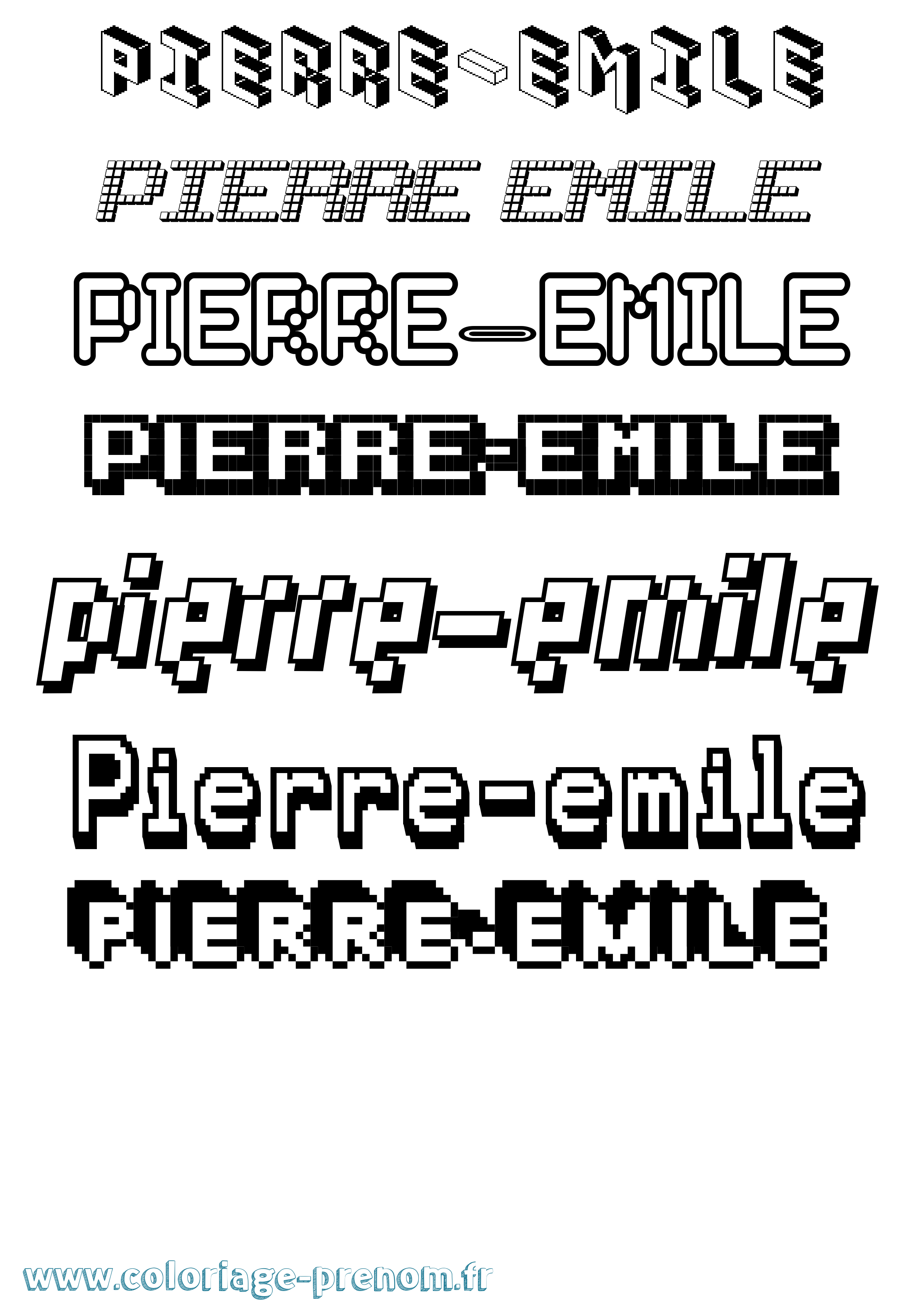 Coloriage Pierre-Emile Pixel Coloriage prénom Pierre-Emile Pixel