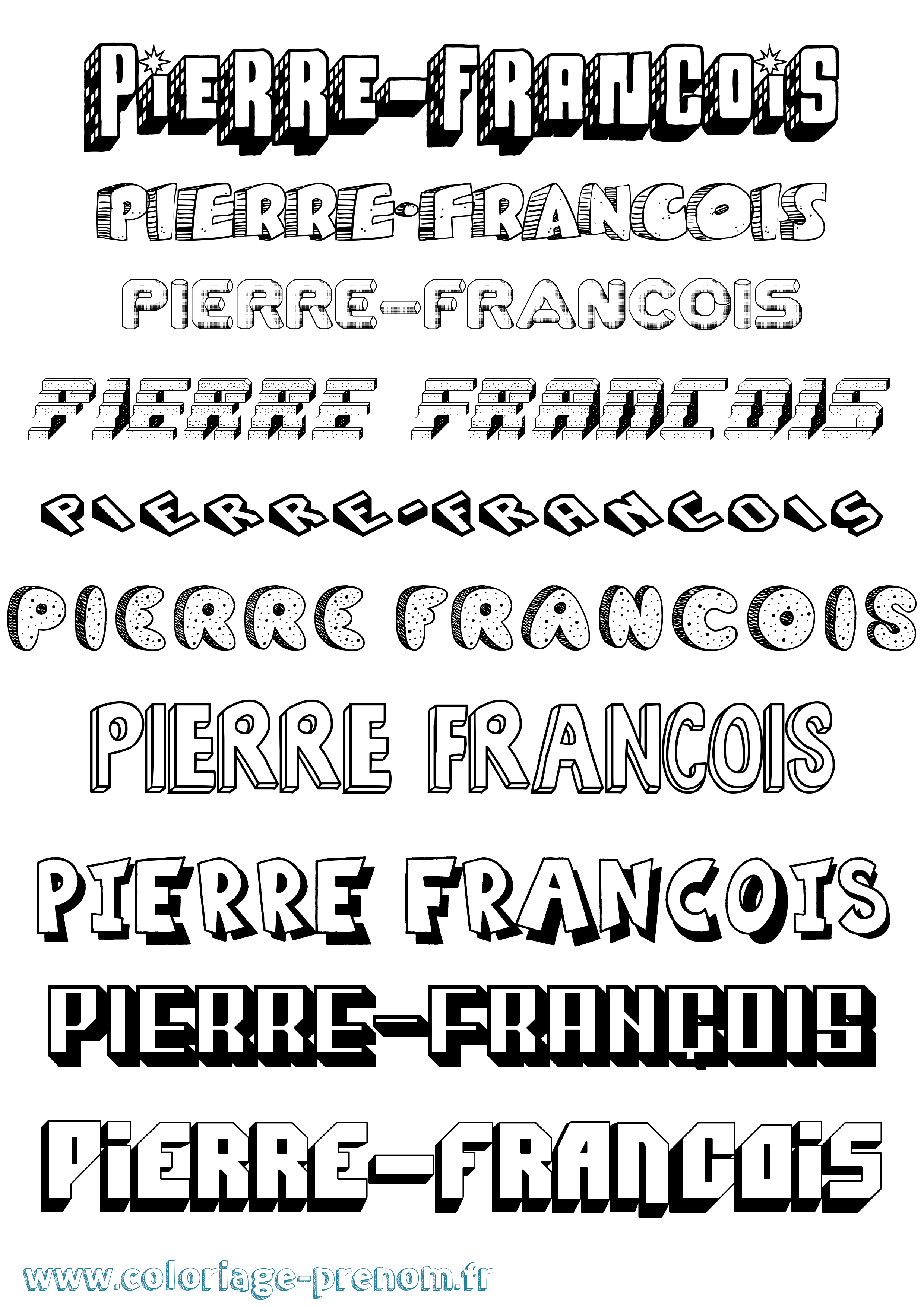 Coloriage Pierre-François Effet 3D Coloriage prénom Pierre-François Effet 3D