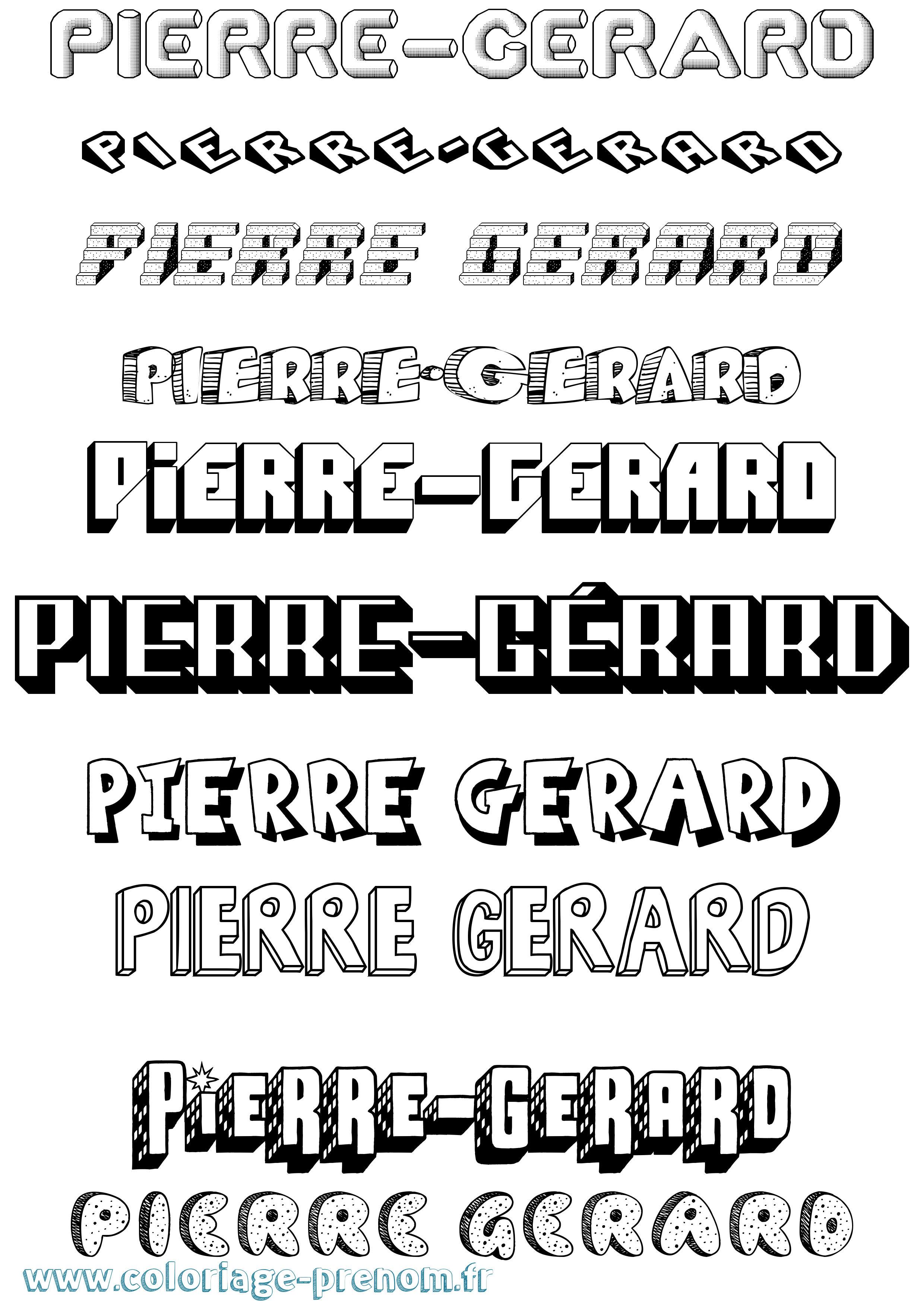 Coloriage Pierre-Gérard Effet 3D Coloriage prénom Pierre-Gérard Effet 3D