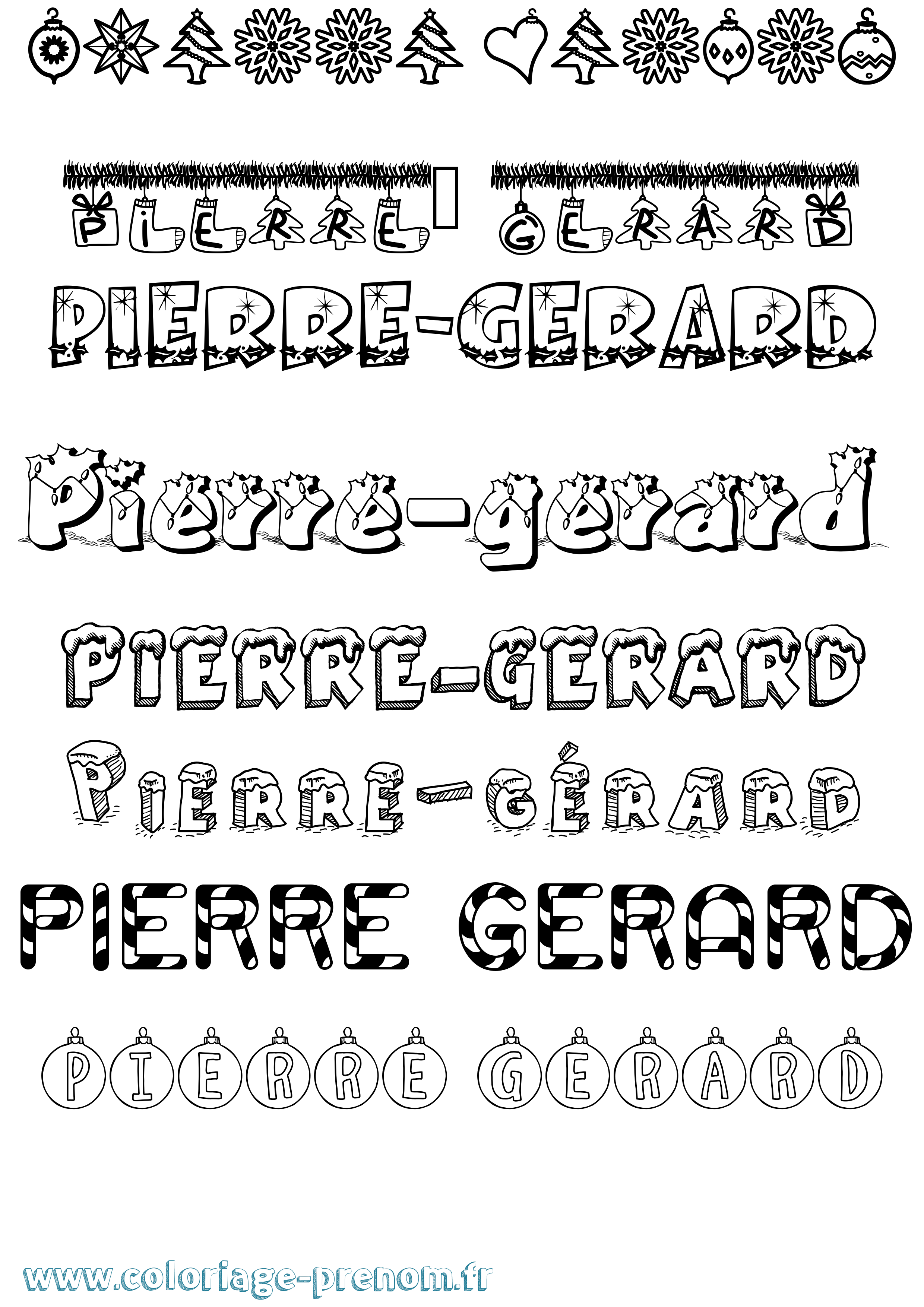 Coloriage Pierre-Gérard Noël Coloriage prénom Pierre-Gérard Noël
