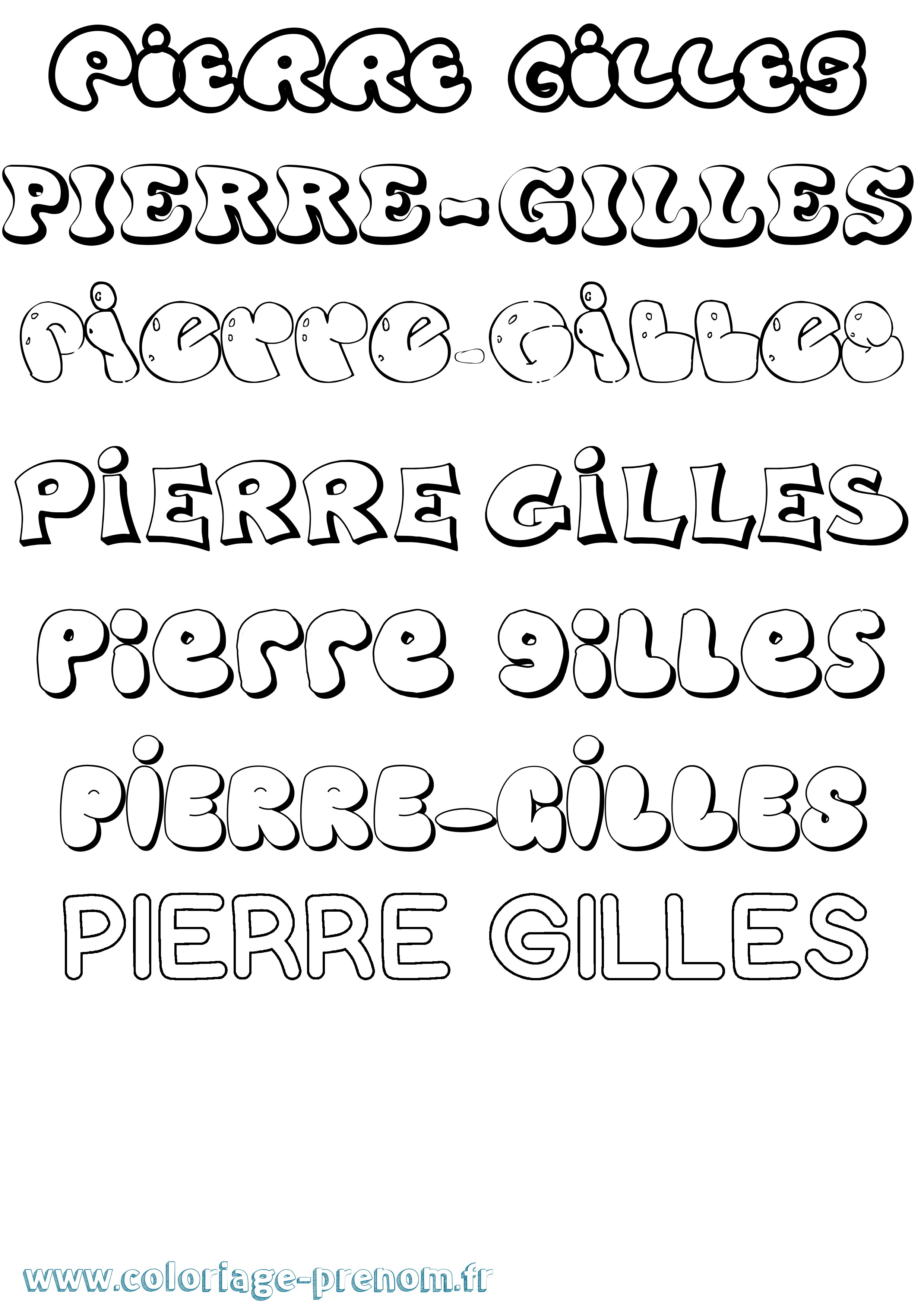 Coloriage Pierre-Gilles Bubble Coloriage prénom Pierre-Gilles Bubble