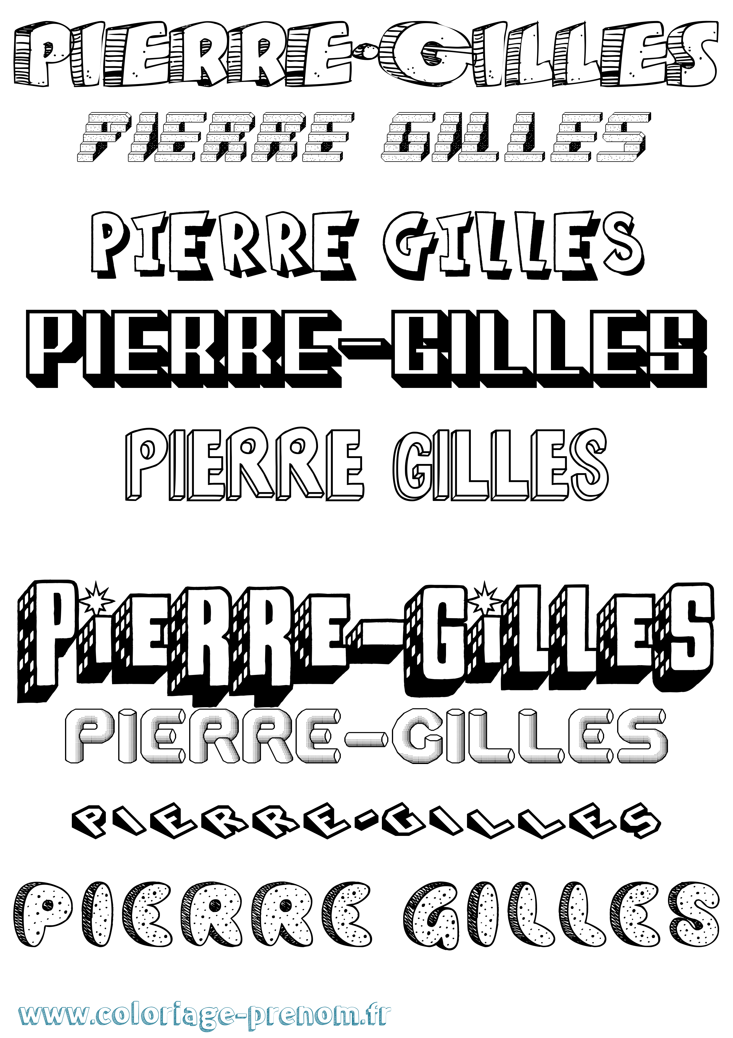 Coloriage Pierre-Gilles Effet 3D Coloriage prénom Pierre-Gilles Effet 3D