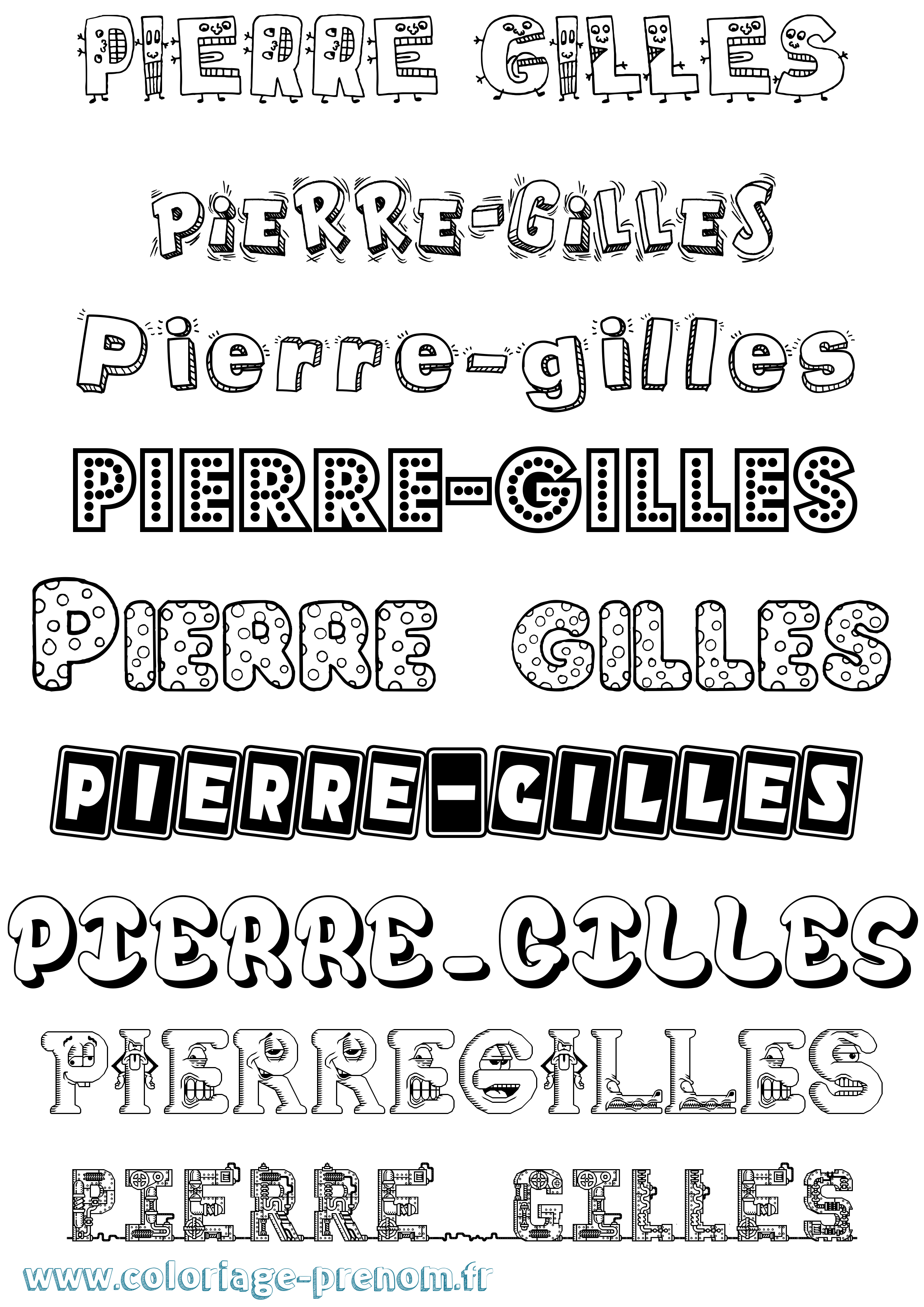 Coloriage Pierre-Gilles Fun Coloriage prénom Pierre-Gilles Fun