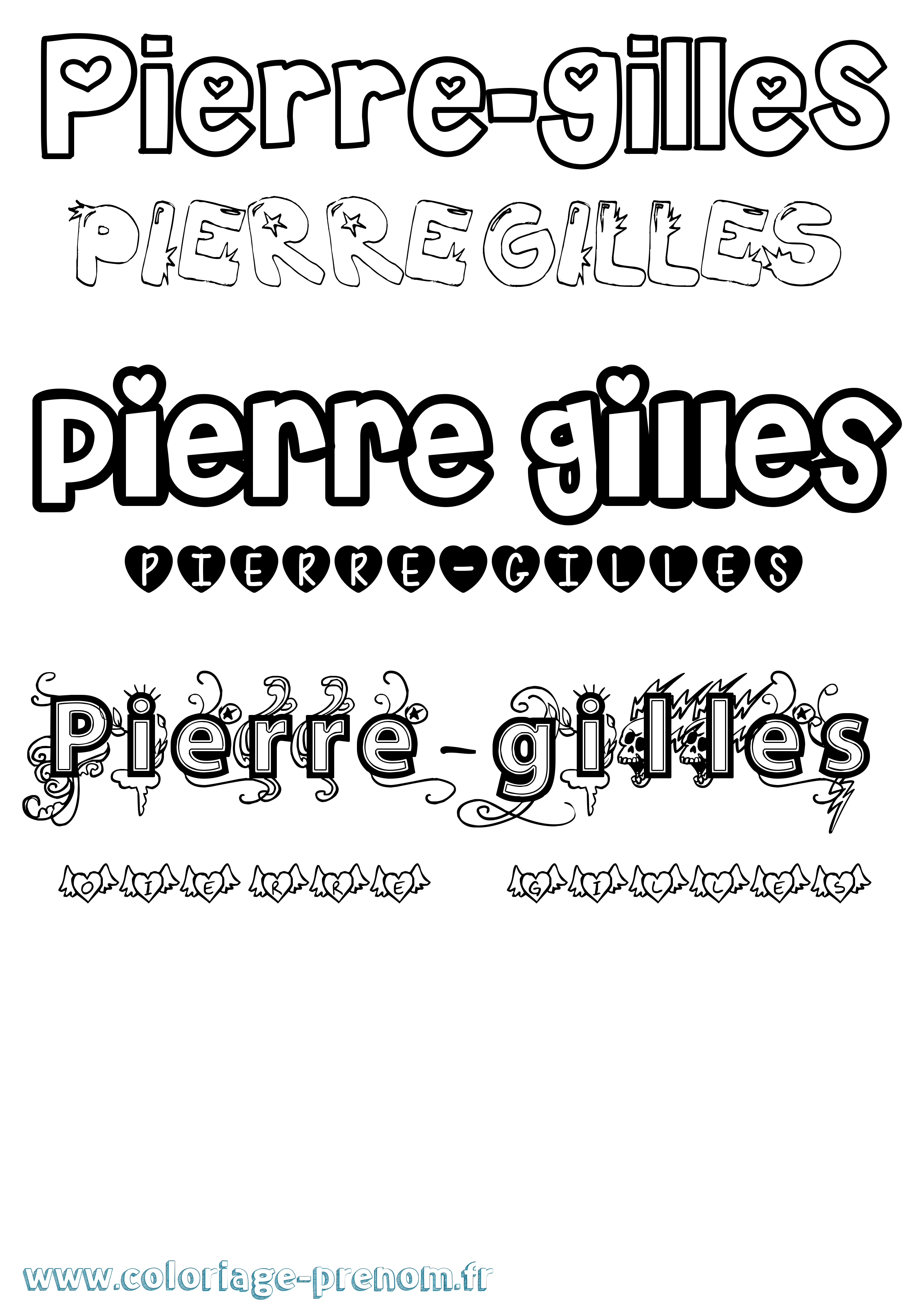 Coloriage Pierre-Gilles Girly Coloriage prénom Pierre-Gilles Girly
