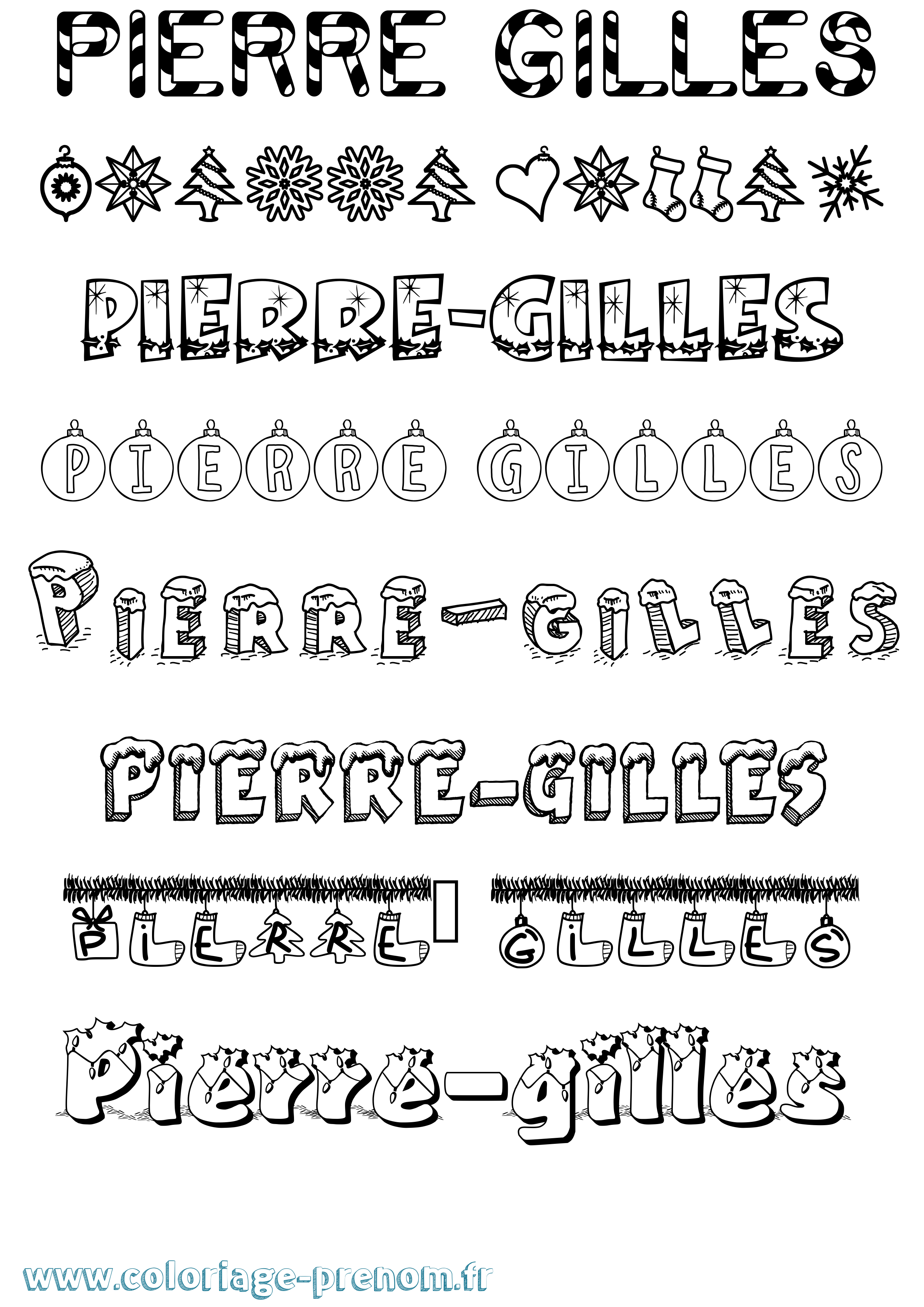 Coloriage Pierre-Gilles Noël Coloriage prénom Pierre-Gilles Noël