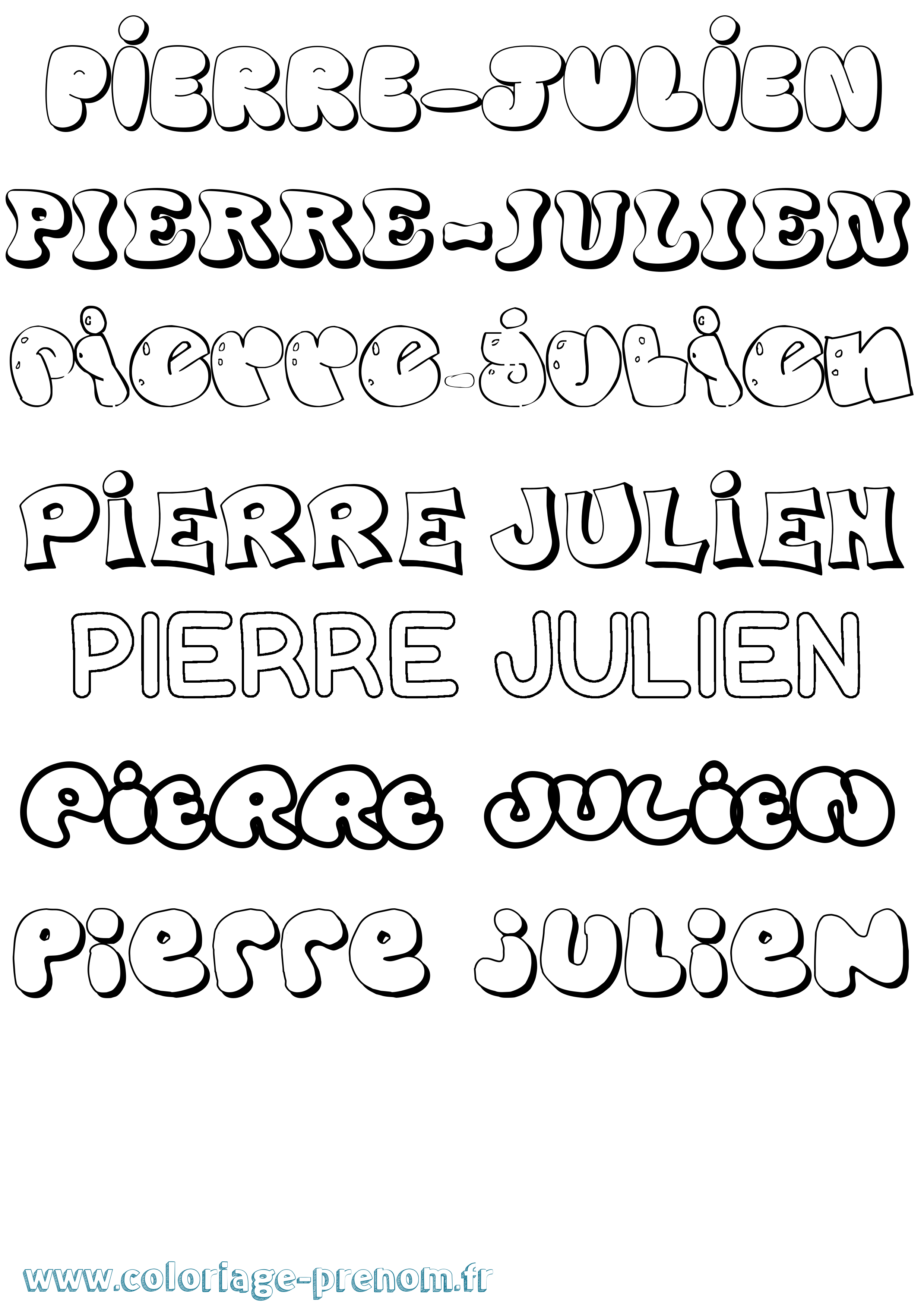 Coloriage Pierre-Julien Bubble Coloriage prénom Pierre-Julien Bubble
