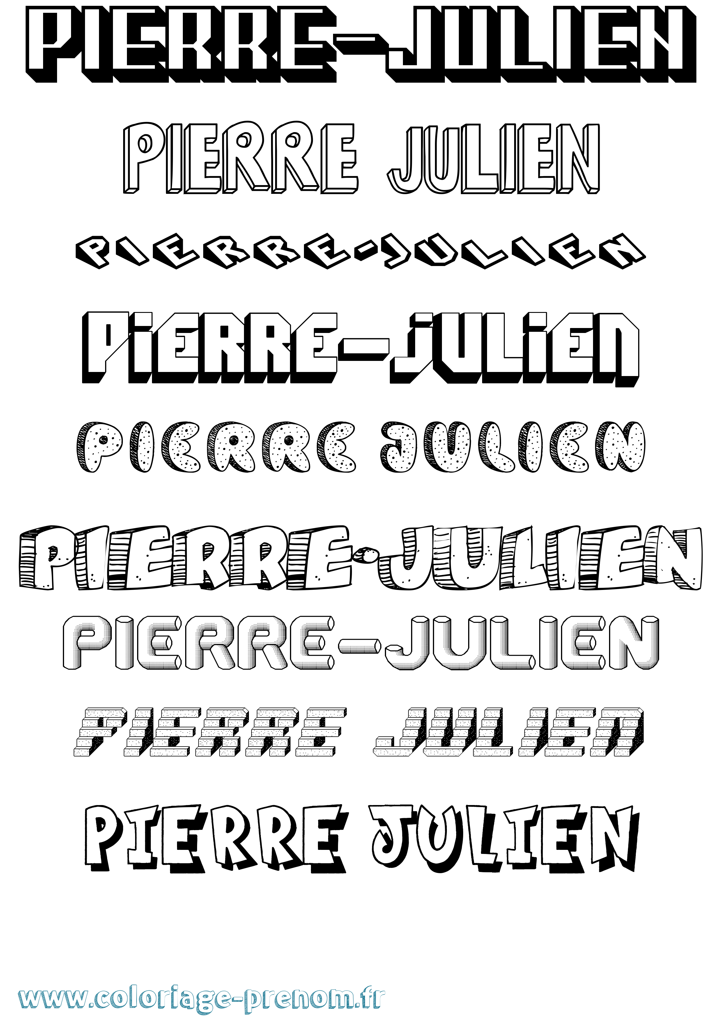 Coloriage Pierre-Julien Effet 3D Coloriage prénom Pierre-Julien Effet 3D