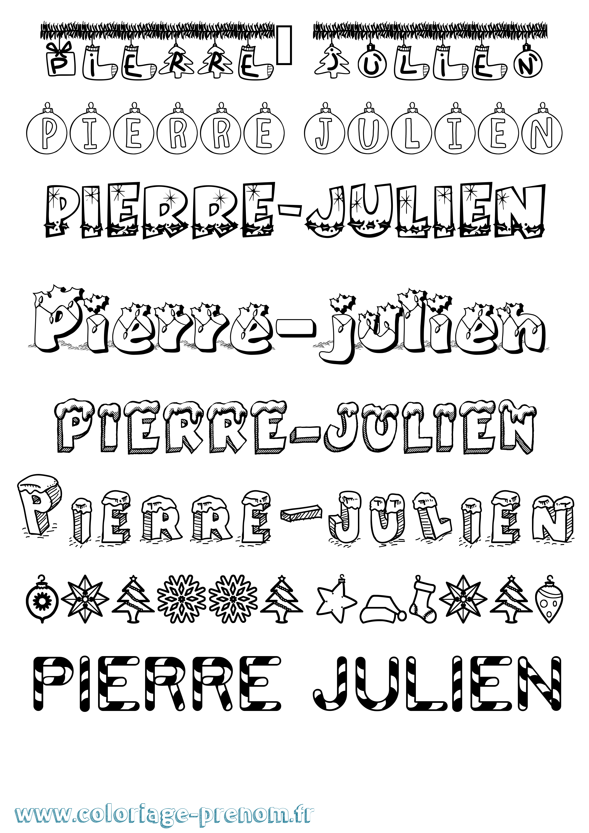 Coloriage Pierre-Julien Noël Coloriage prénom Pierre-Julien Noël