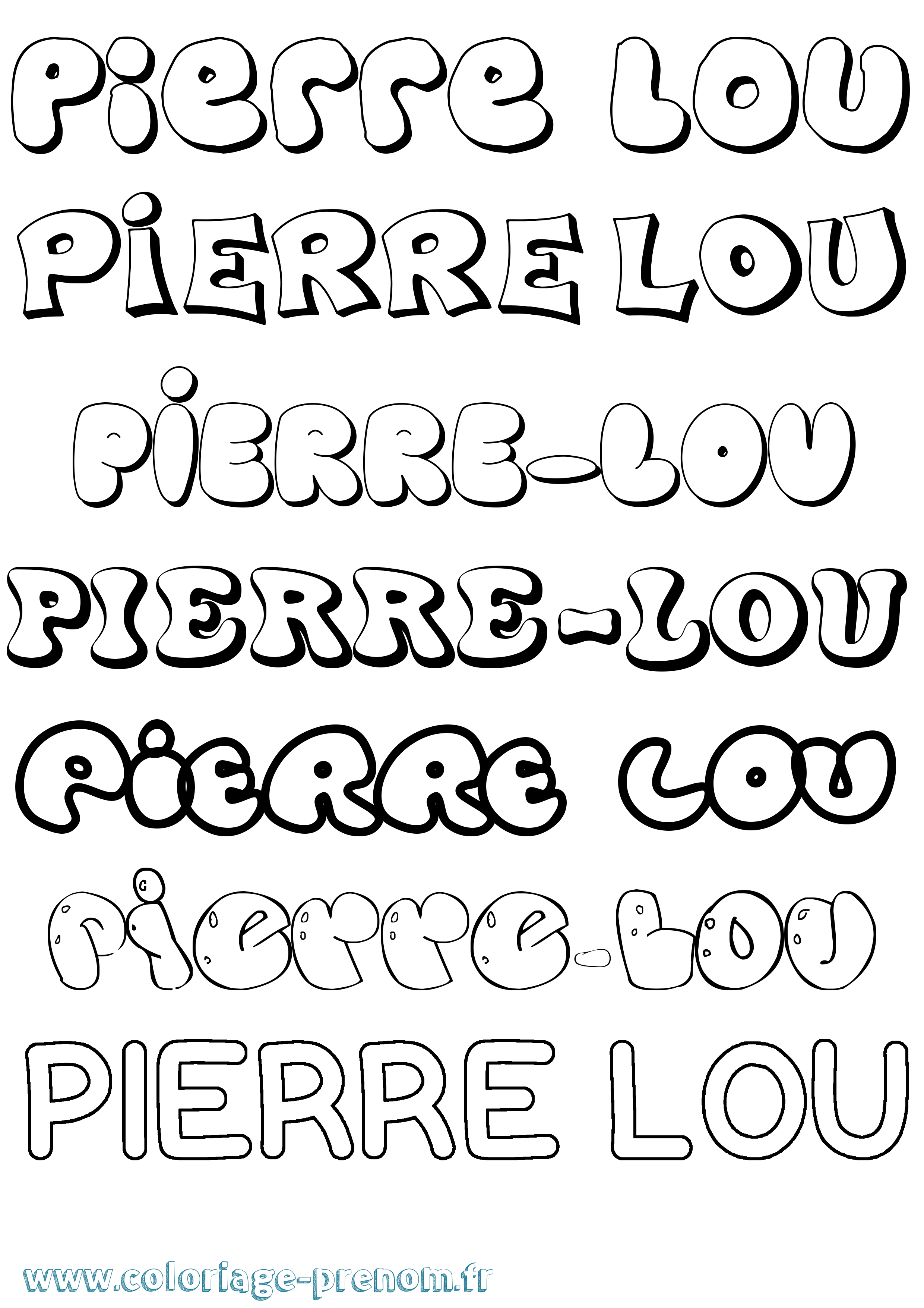 Coloriage Pierre-Lou Bubble Coloriage prénom Pierre-Lou Bubble