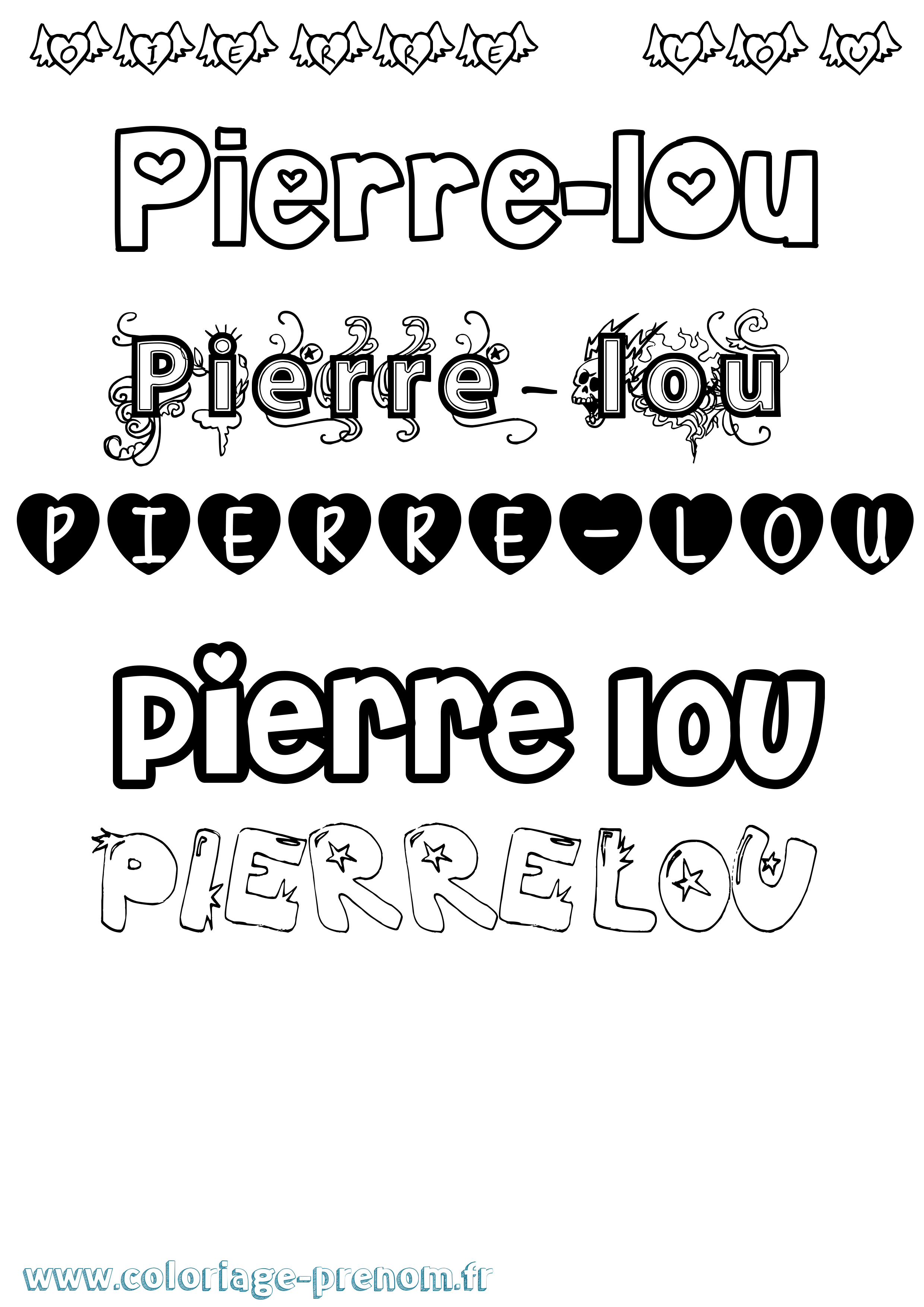 Coloriage Pierre-Lou Girly Coloriage prénom Pierre-Lou Girly