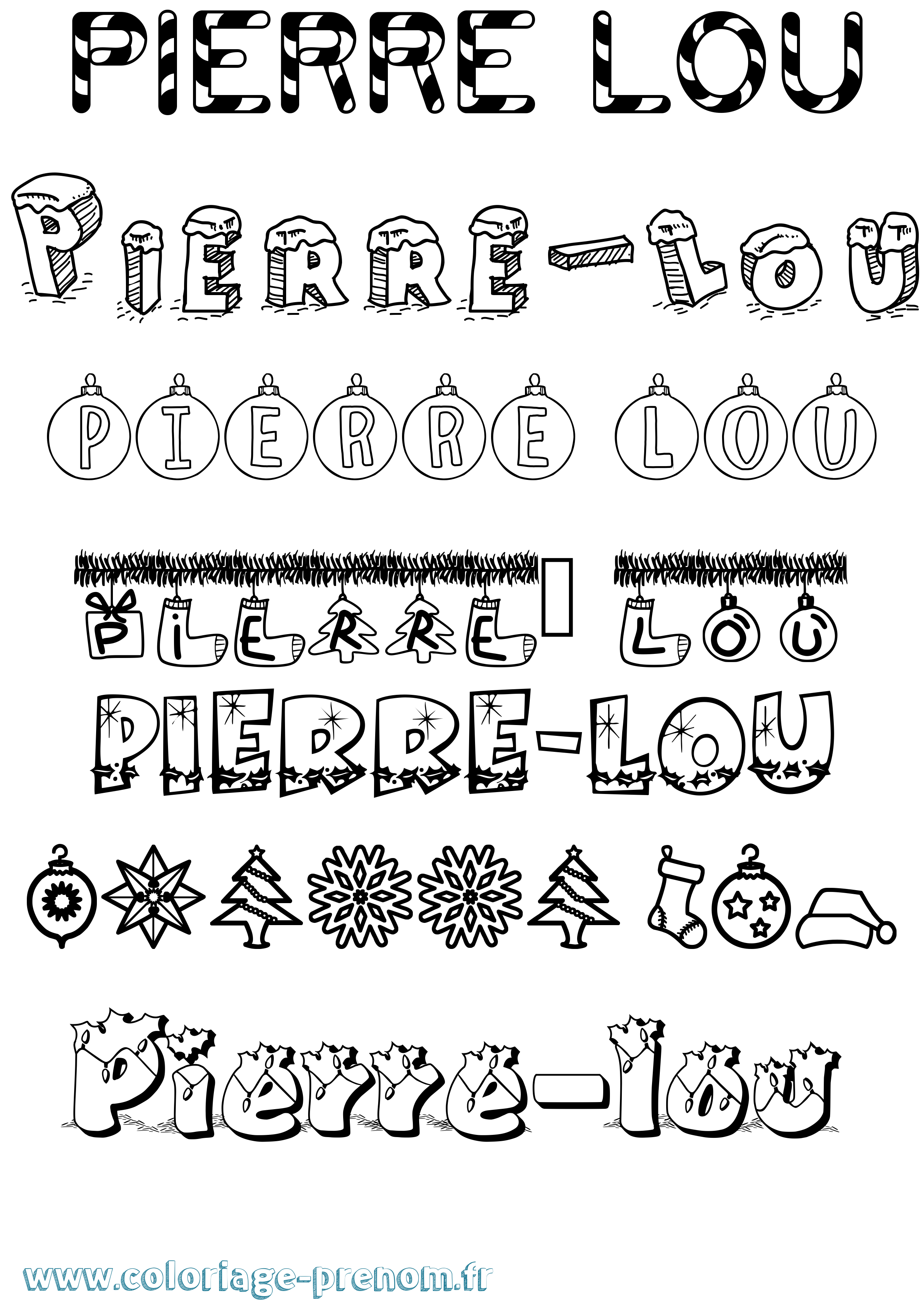 Coloriage Pierre-Lou Noël Coloriage prénom Pierre-Lou Noël