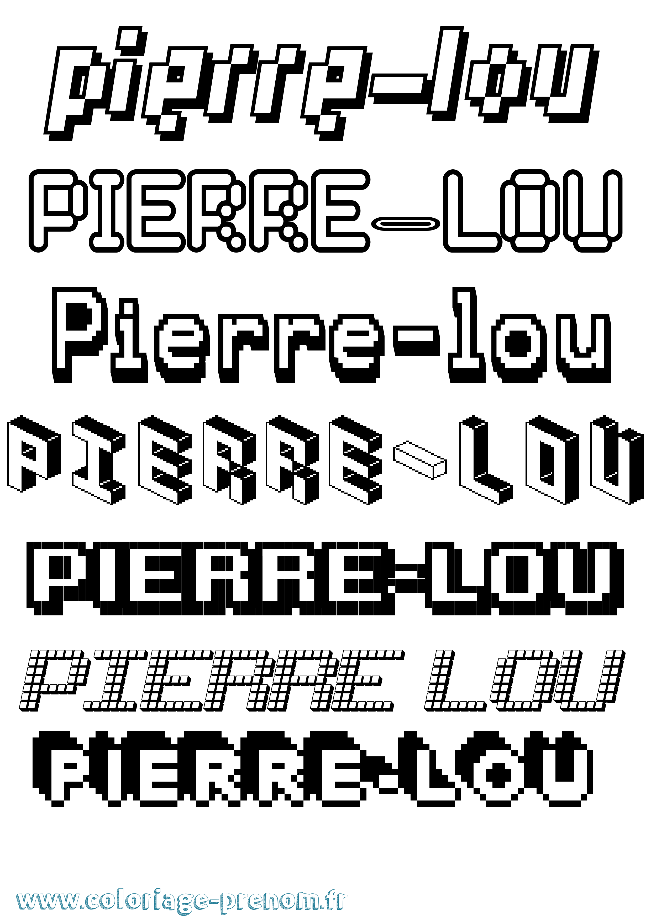 Coloriage Pierre-Lou Pixel Coloriage prénom Pierre-Lou Pixel