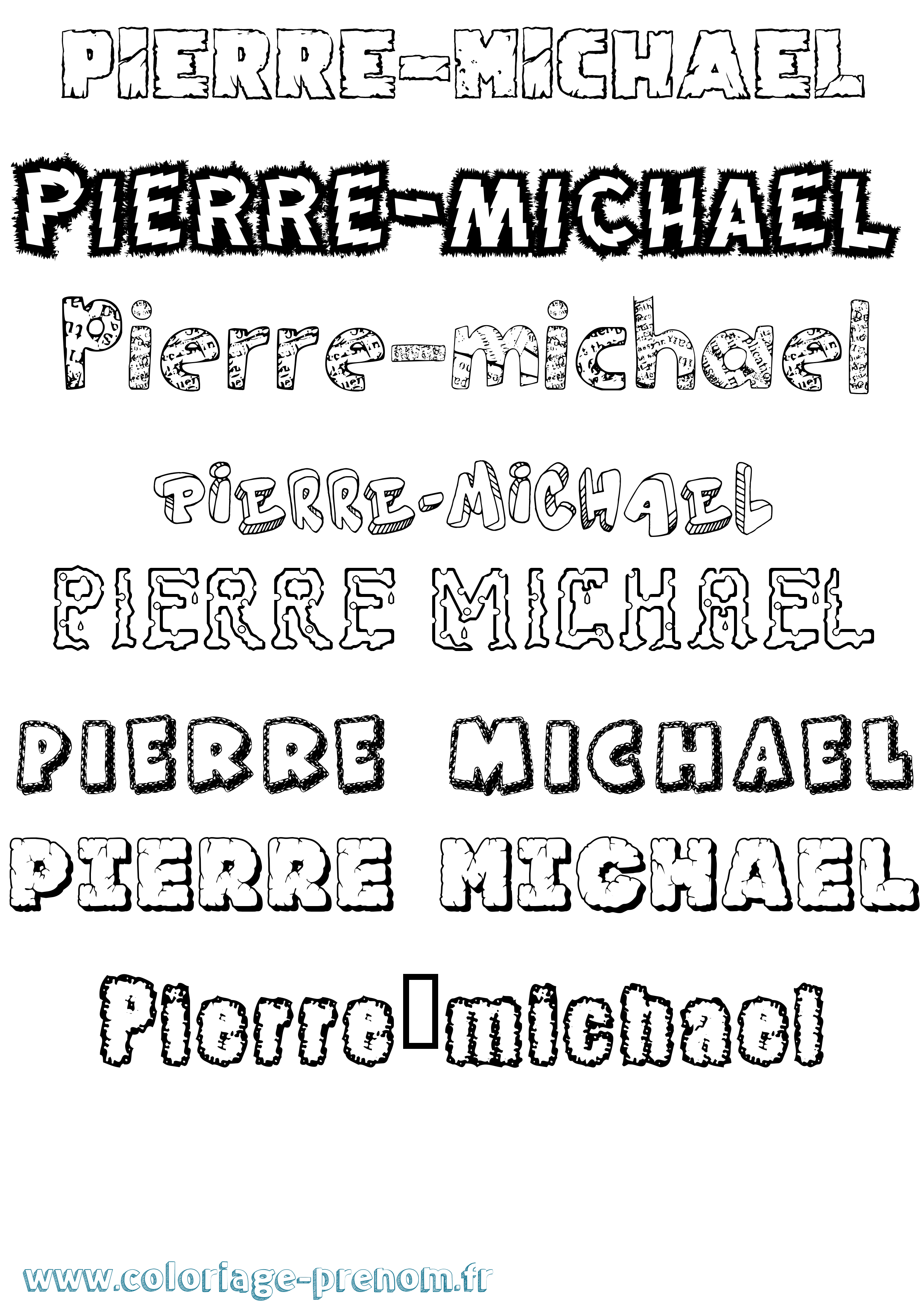 Coloriage Pierre-Michael Destructuré Coloriage prénom Pierre-Michael Destructuré