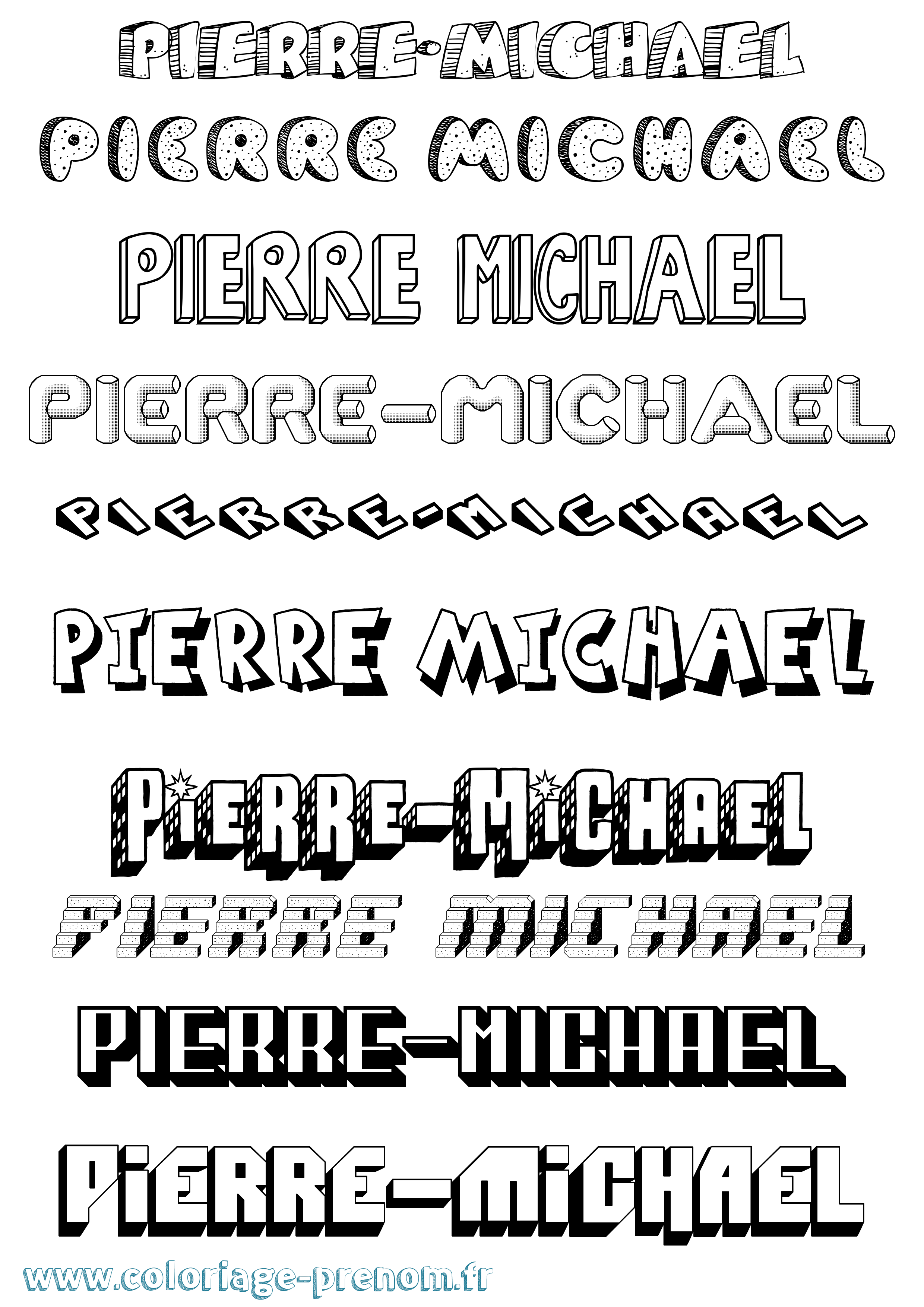 Coloriage Pierre-Michael Effet 3D Coloriage prénom Pierre-Michael Effet 3D