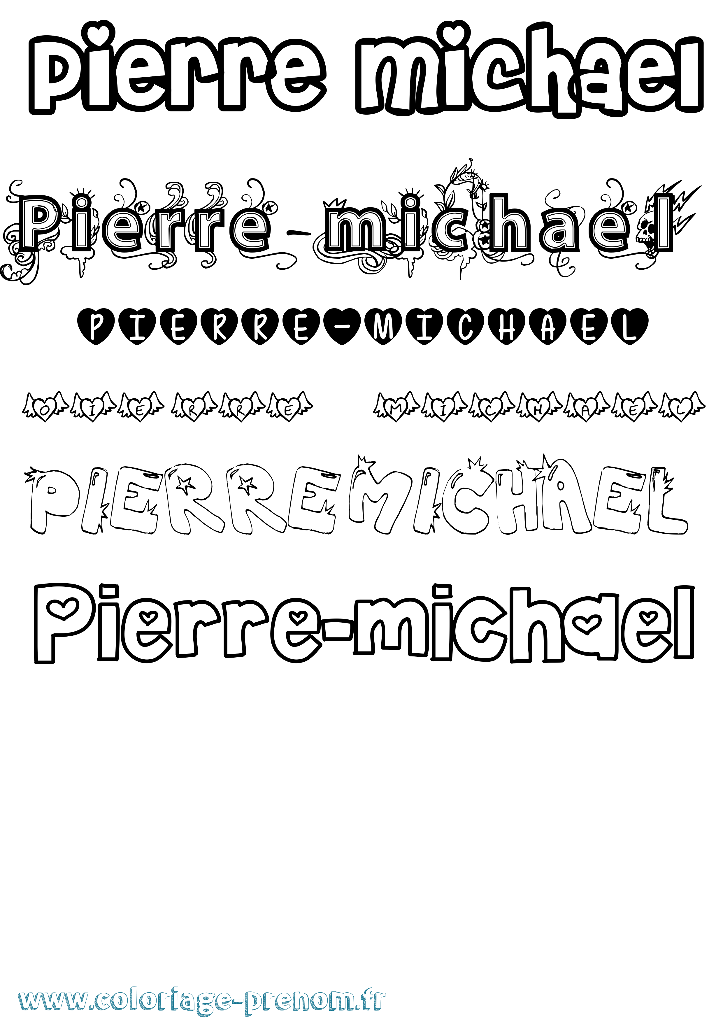 Coloriage Pierre-Michael Girly Coloriage prénom Pierre-Michael Girly