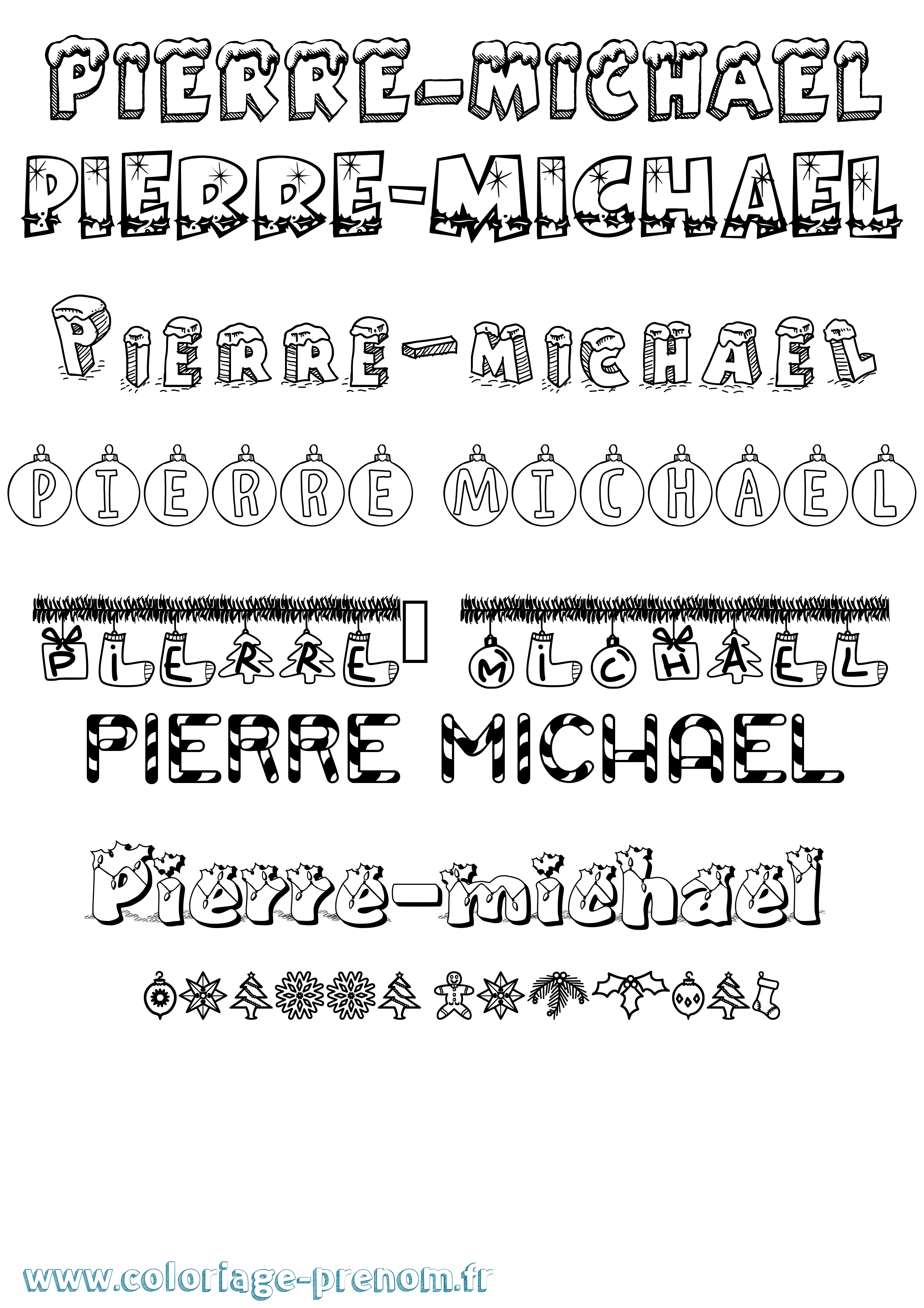 Coloriage Pierre-Michael Noël Coloriage prénom Pierre-Michael Noël