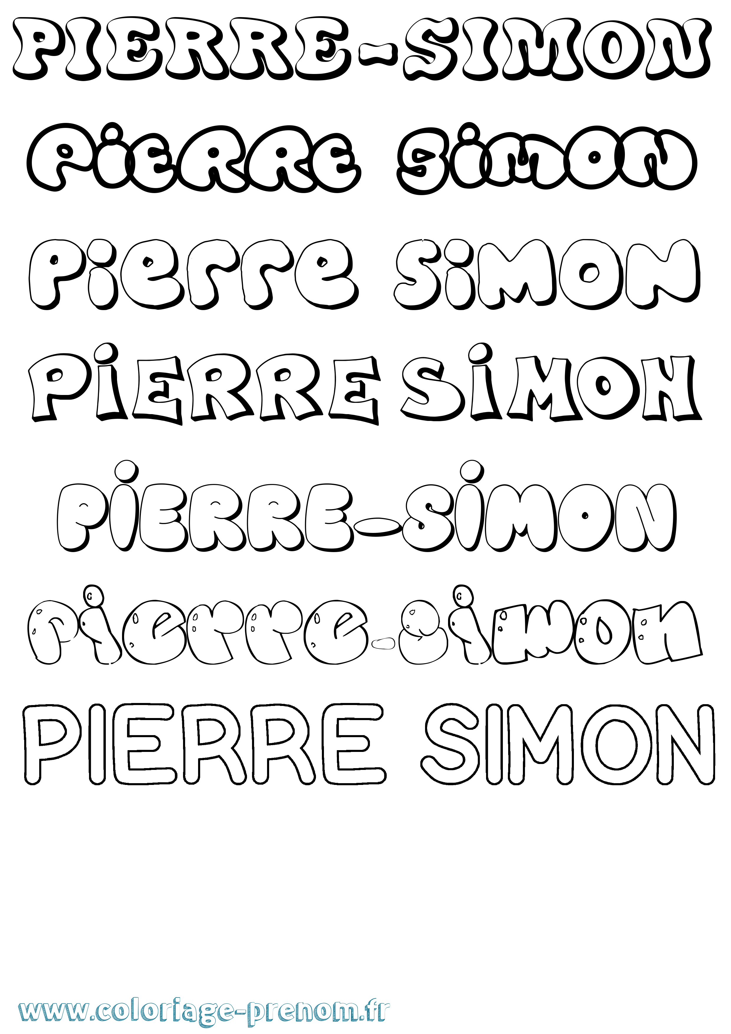 Coloriage Pierre-Simon Bubble Coloriage prénom Pierre-Simon Bubble