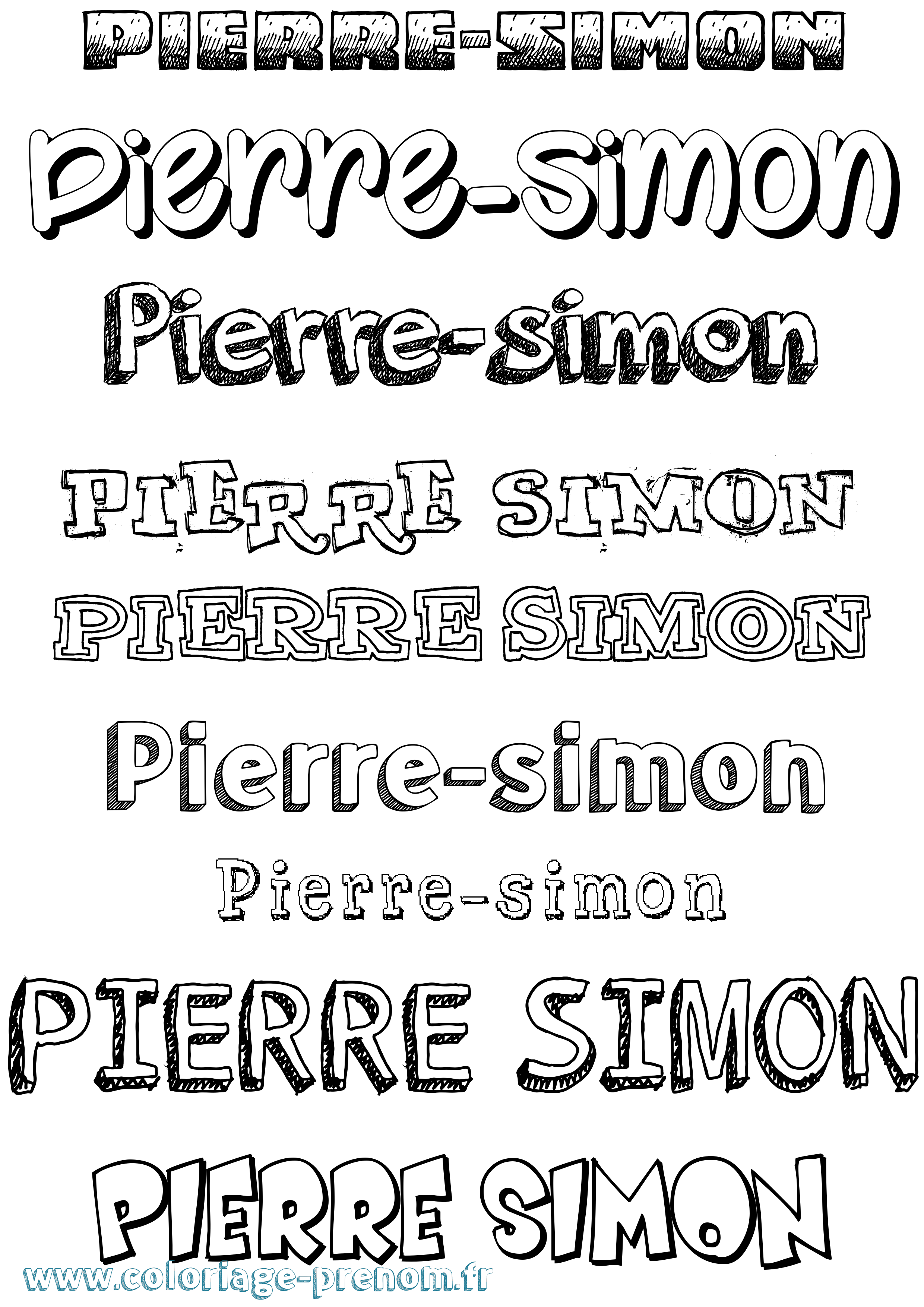 Coloriage Pierre-Simon Dessiné Coloriage prénom Pierre-Simon Dessiné
