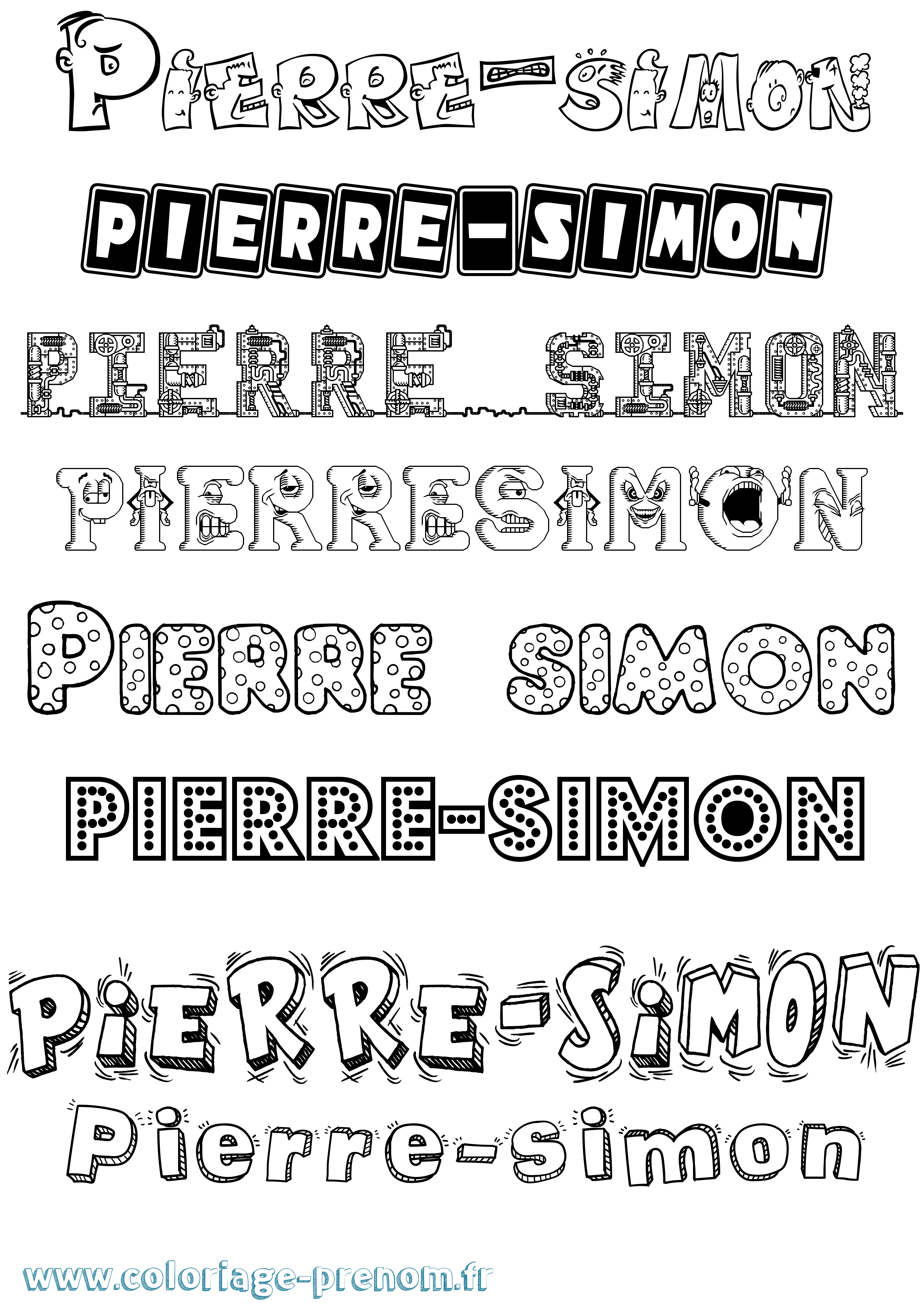 Coloriage Pierre-Simon Fun Coloriage prénom Pierre-Simon Fun