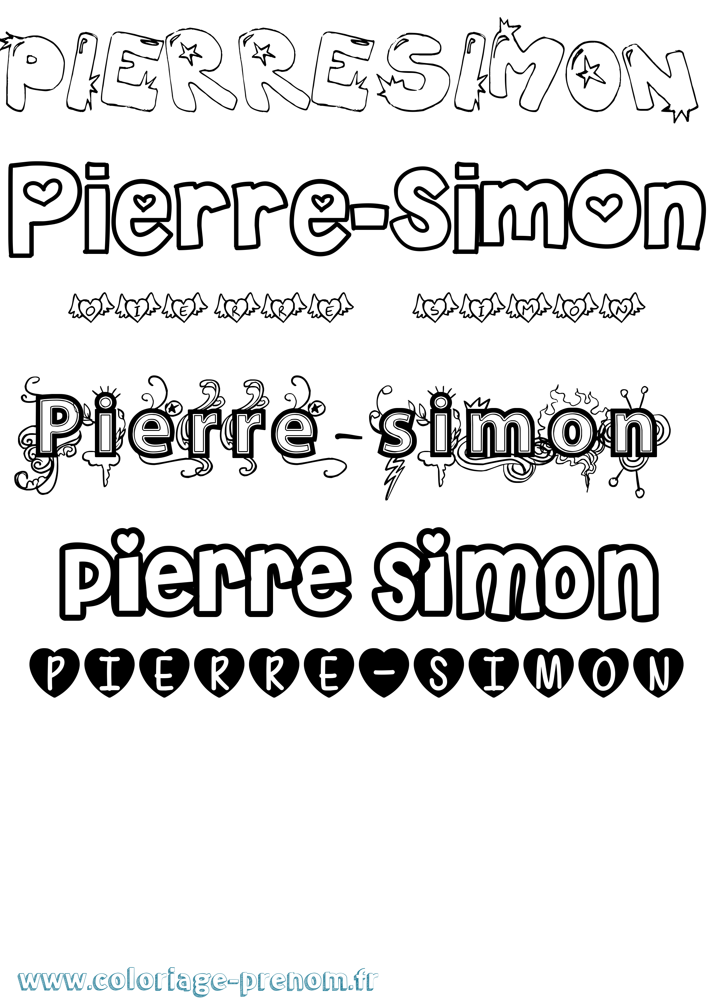 Coloriage Pierre-Simon Girly Coloriage prénom Pierre-Simon Girly