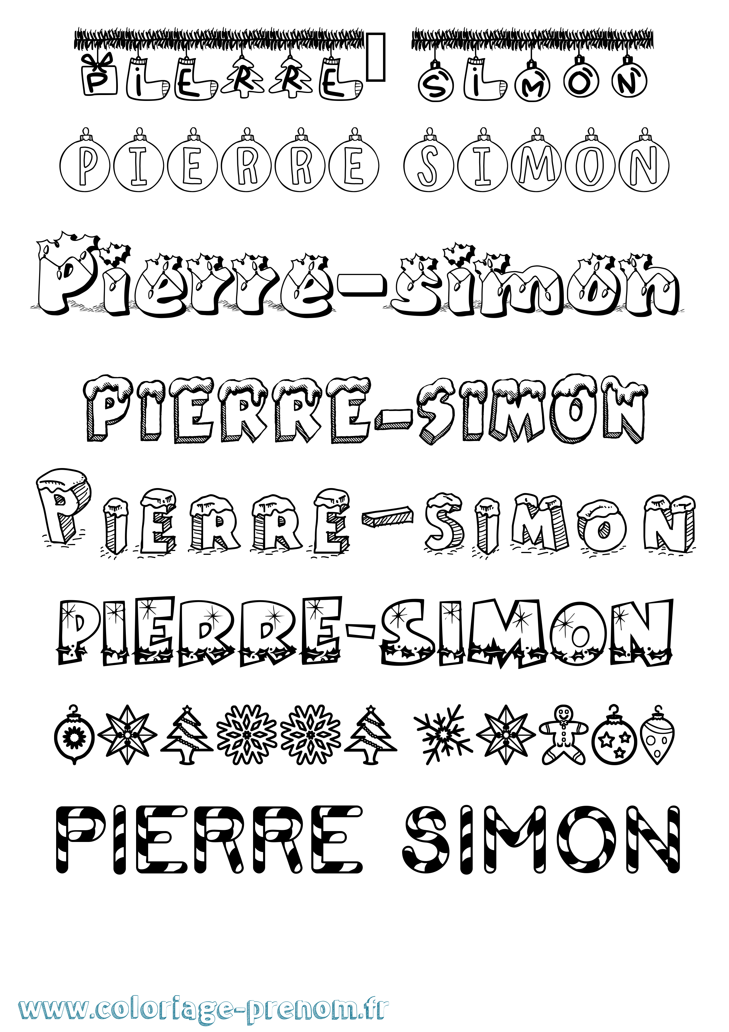 Coloriage Pierre-Simon Noël Coloriage prénom Pierre-Simon Noël