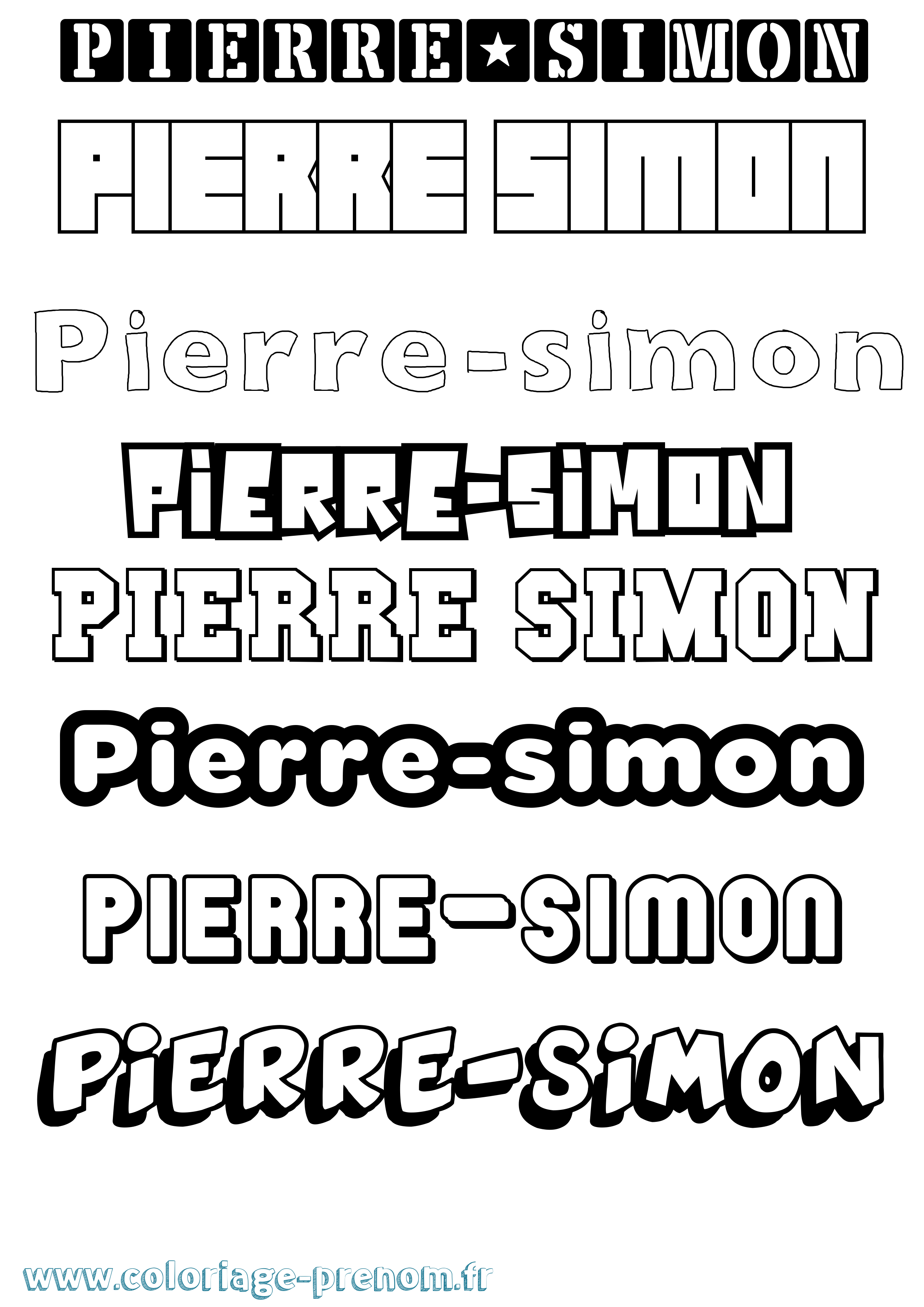 Coloriage Pierre-Simon Simple Coloriage prénom Pierre-Simon Simple