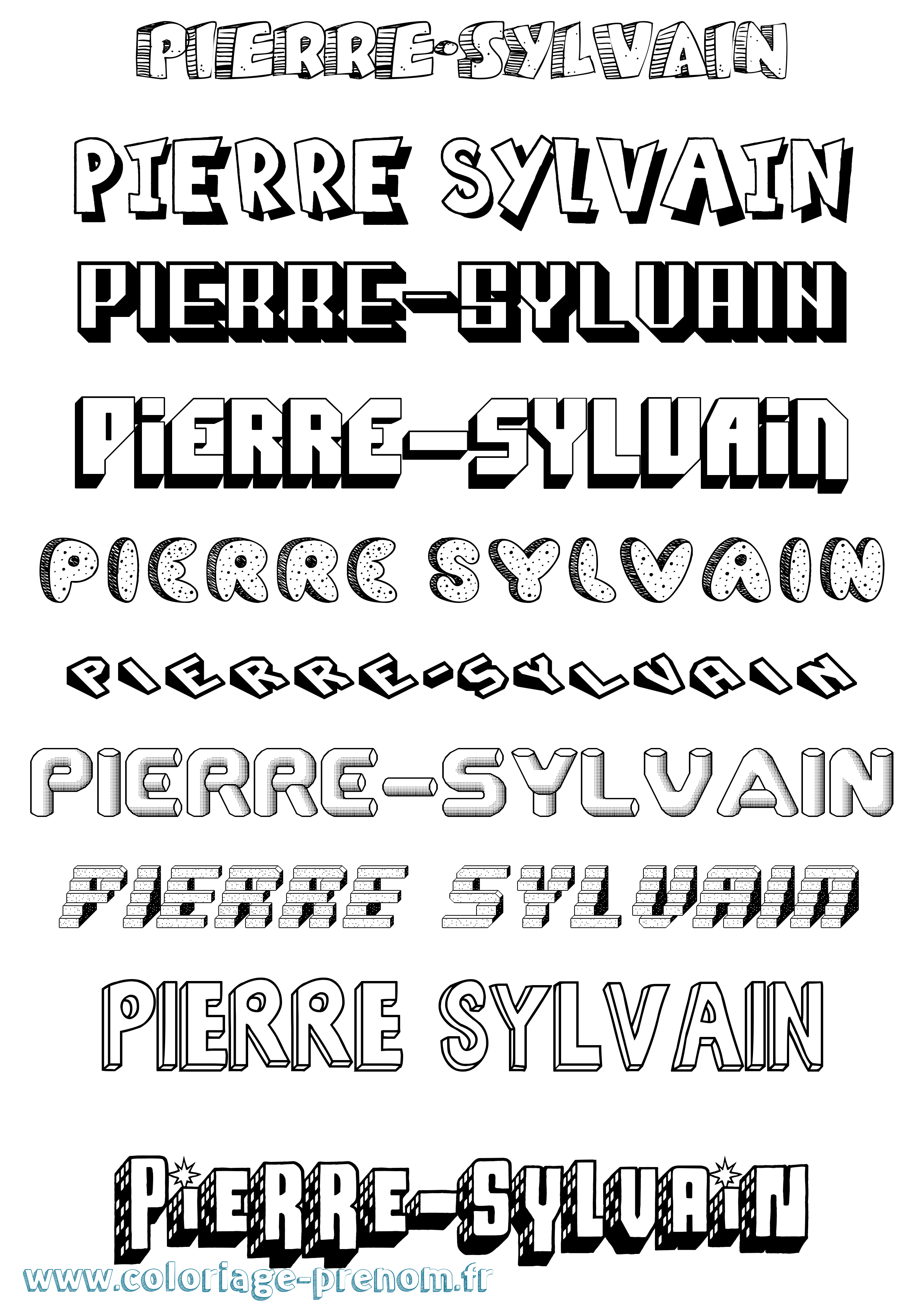Coloriage Pierre-Sylvain Effet 3D Coloriage prénom Pierre-Sylvain Effet 3D