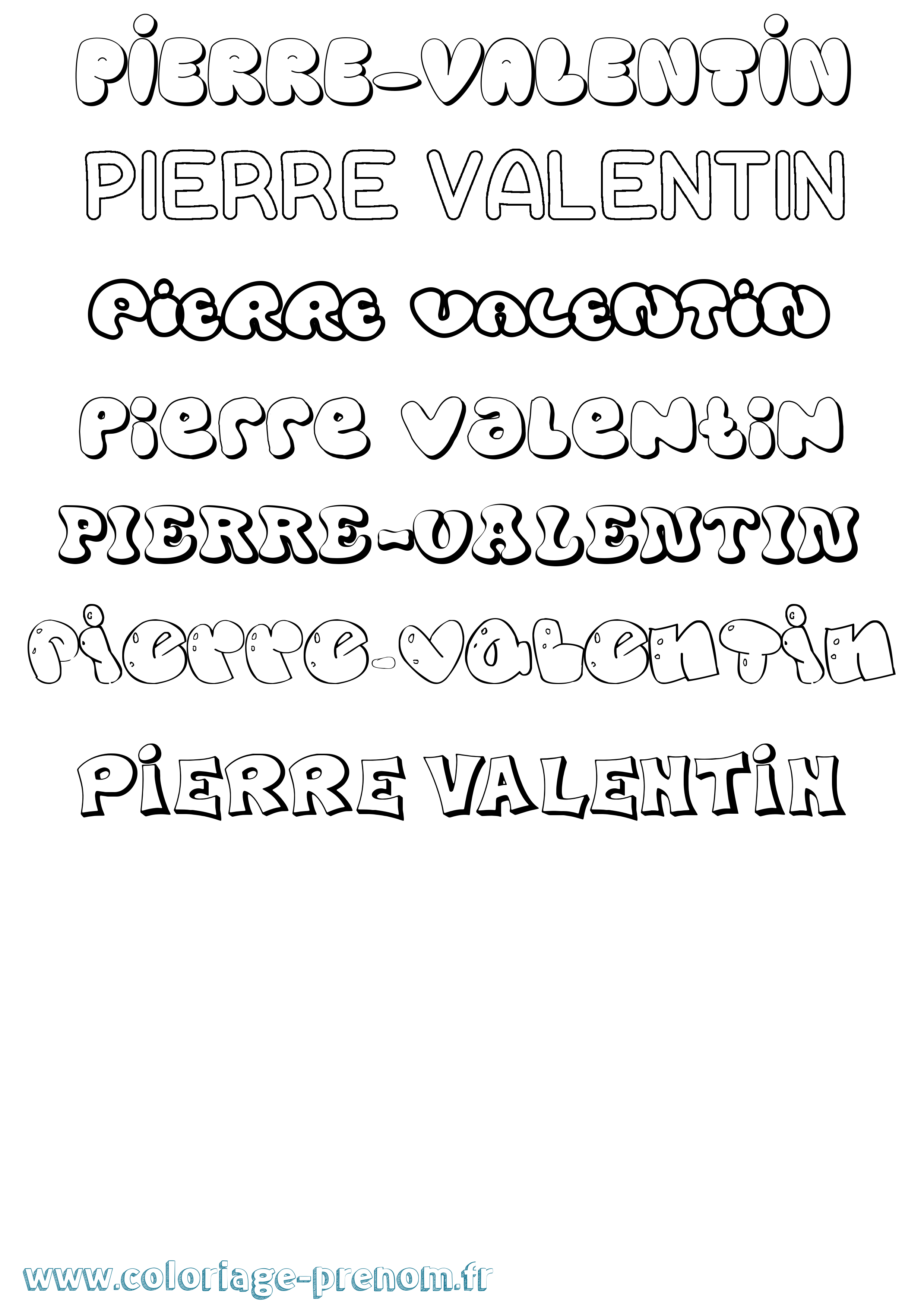 Coloriage Pierre-Valentin Bubble Coloriage prénom Pierre-Valentin Bubble