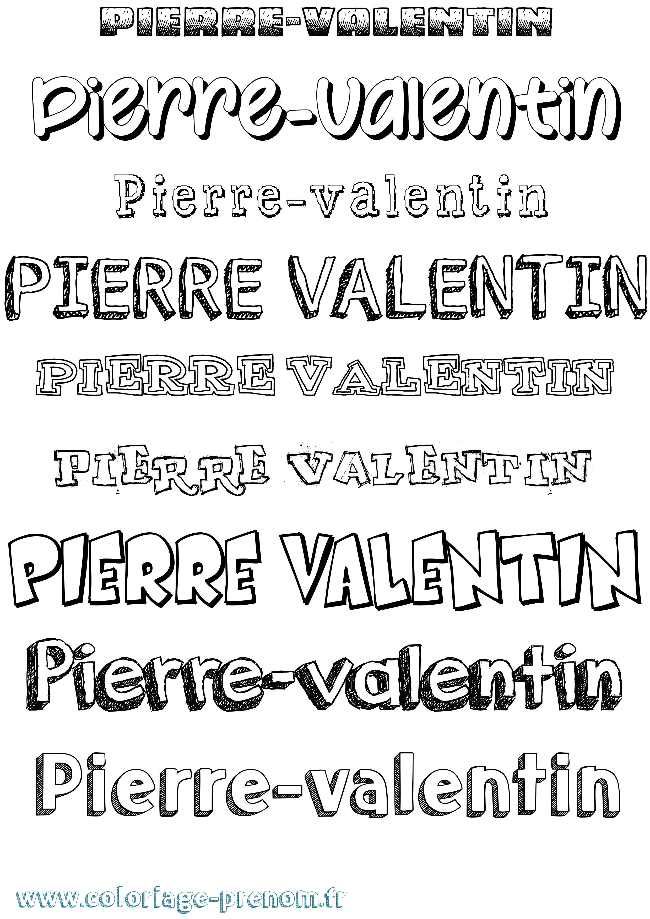 Coloriage Pierre-Valentin Dessiné Coloriage prénom Pierre-Valentin Dessiné
