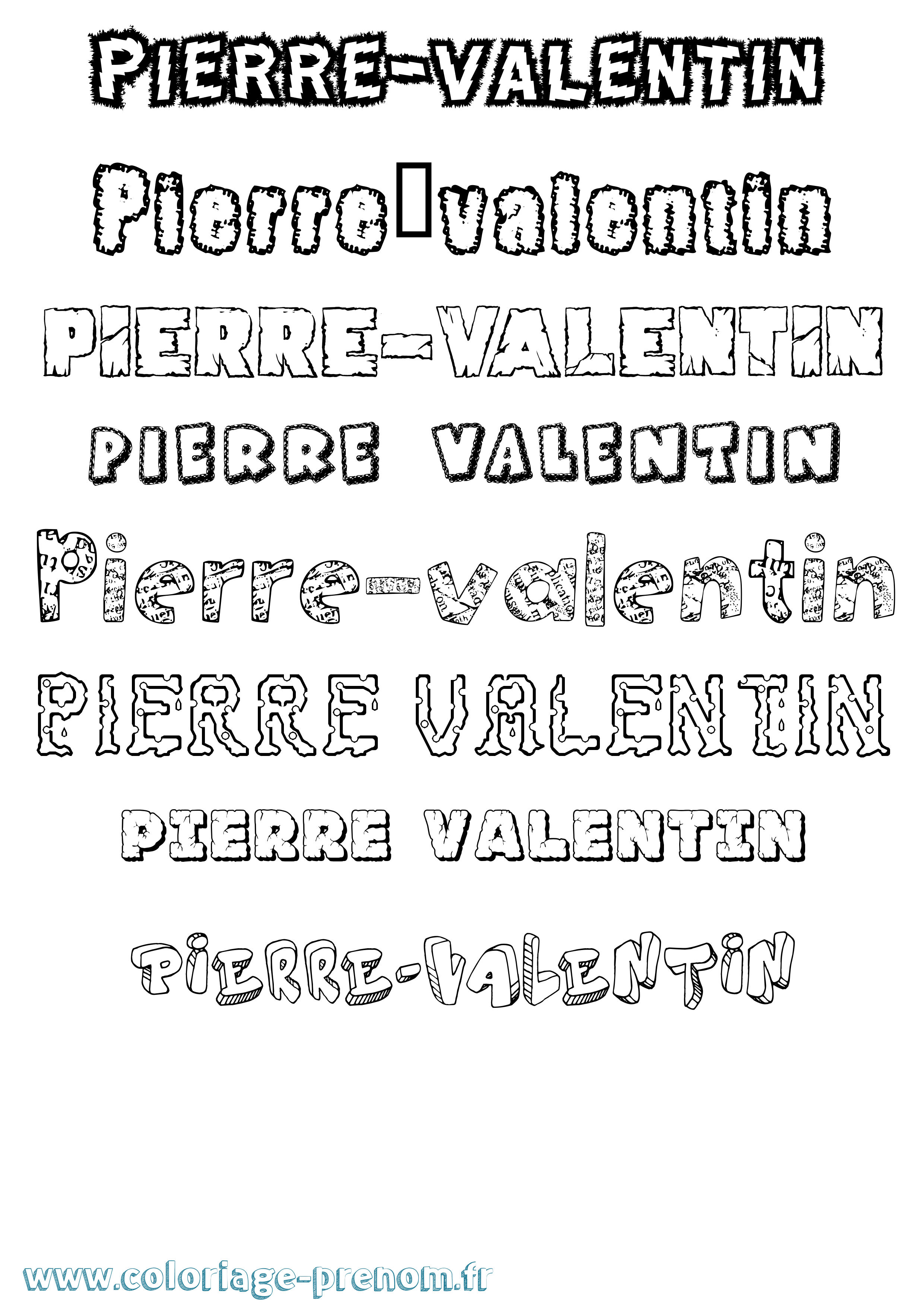 Coloriage Pierre-Valentin Destructuré Coloriage prénom Pierre-Valentin Destructuré
