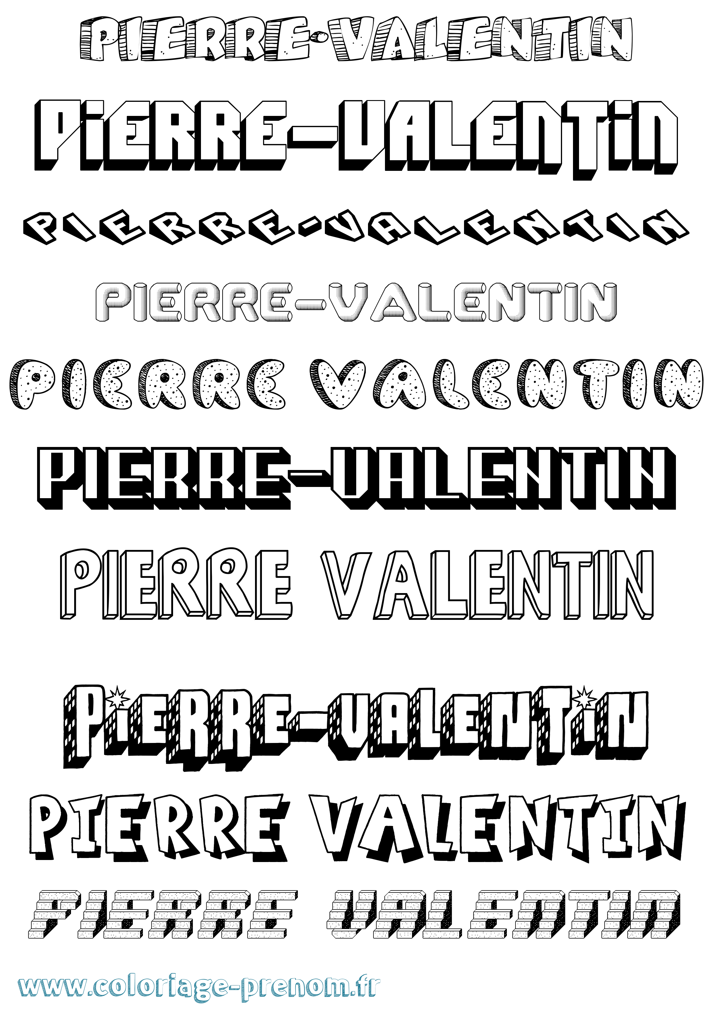 Coloriage Pierre-Valentin Effet 3D Coloriage prénom Pierre-Valentin Effet 3D